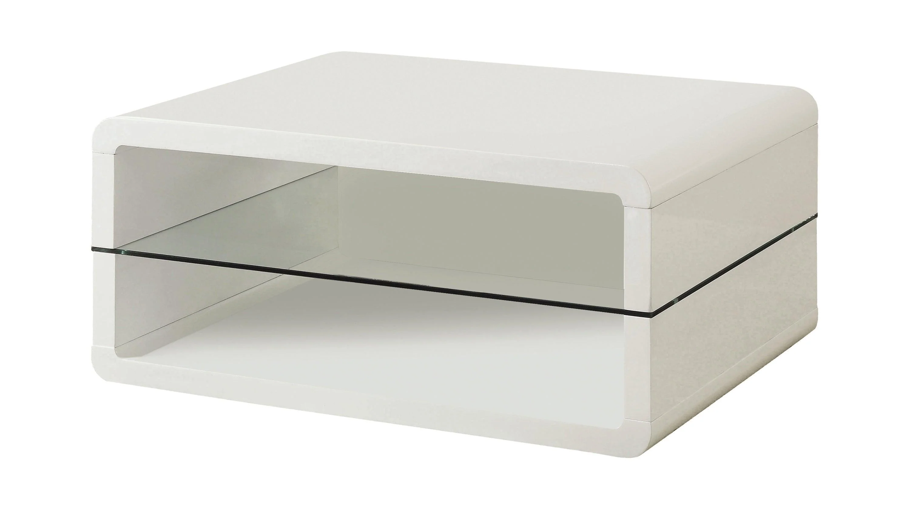 Elana Rectangle 2 Shelf Coffee Table Glossy White - Image 3