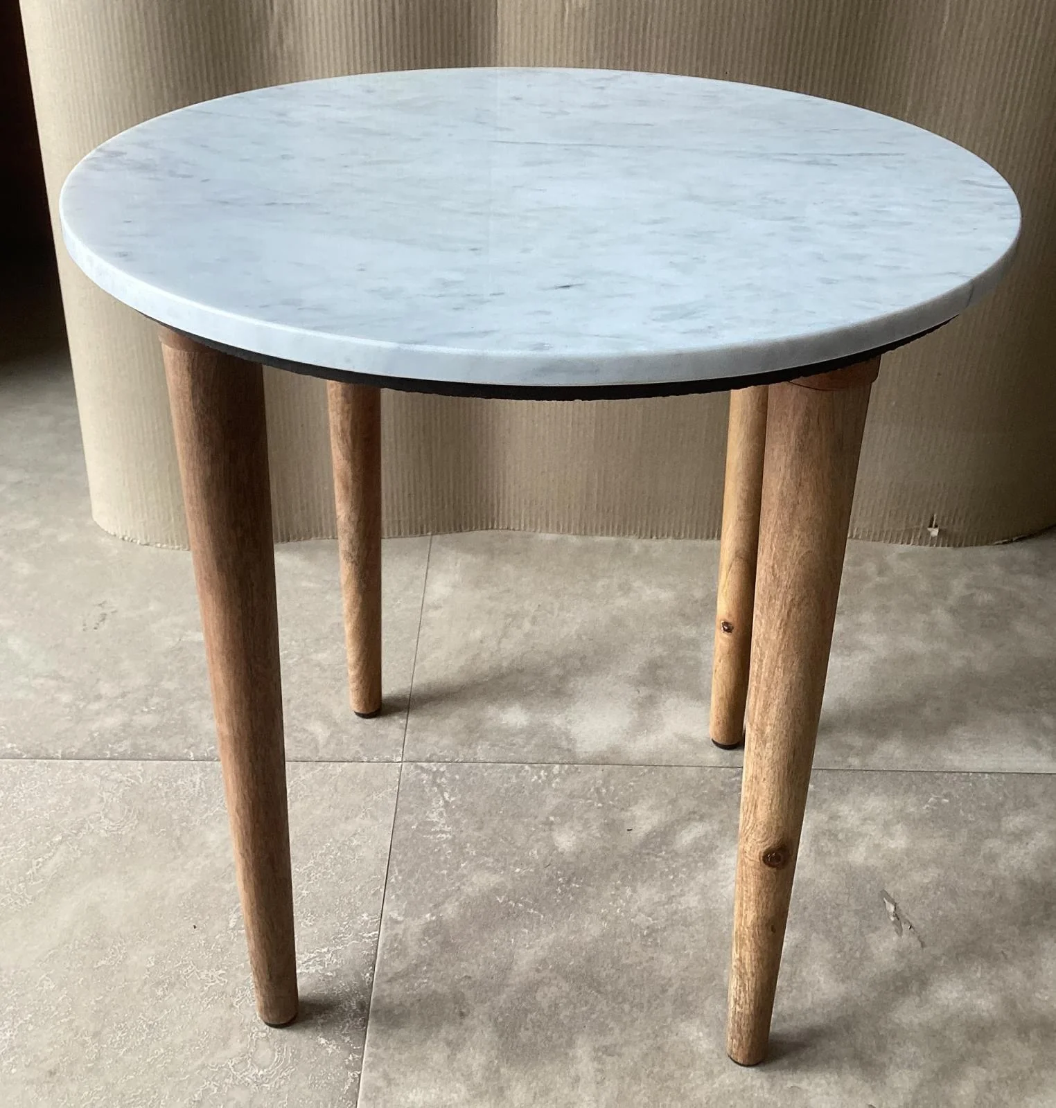 Aldis Round Marble Top Side End Table White Natural