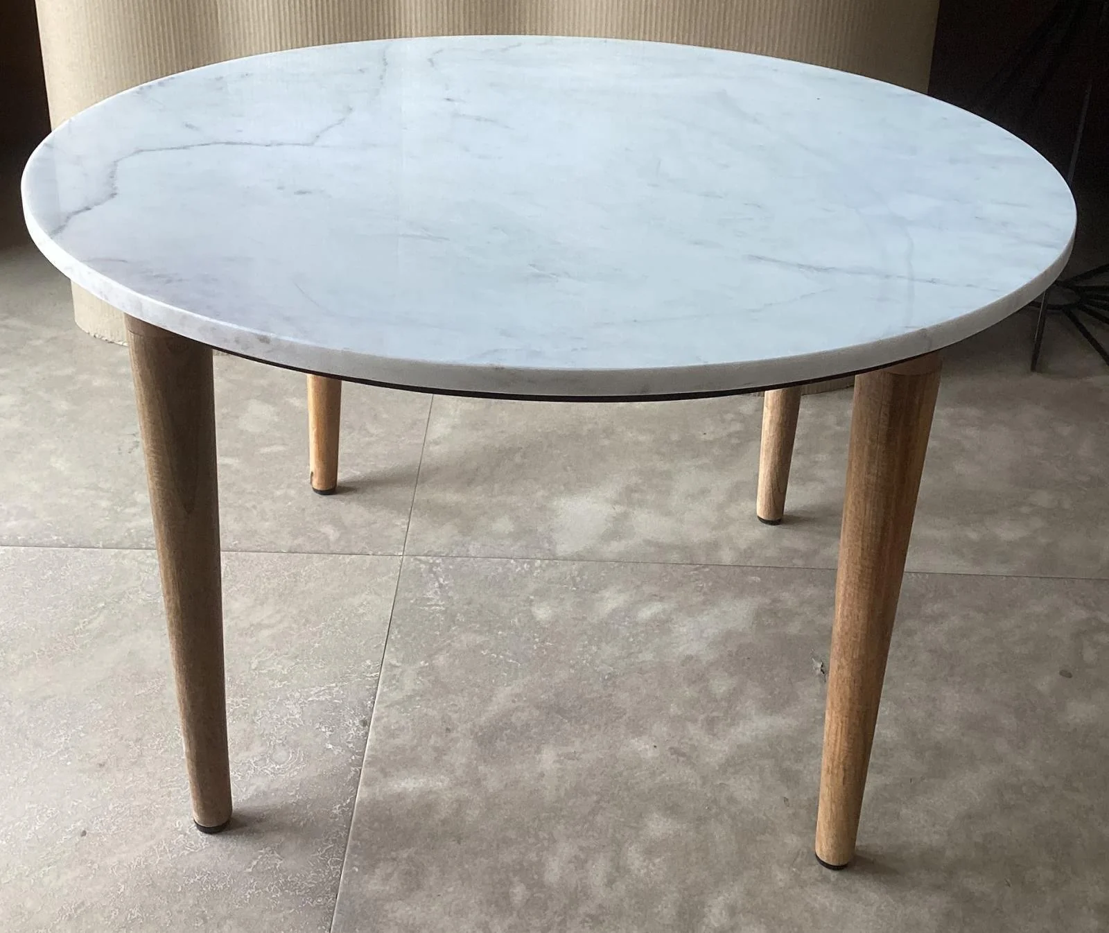Aldis Round Marble Top Coffee Table White Natural
