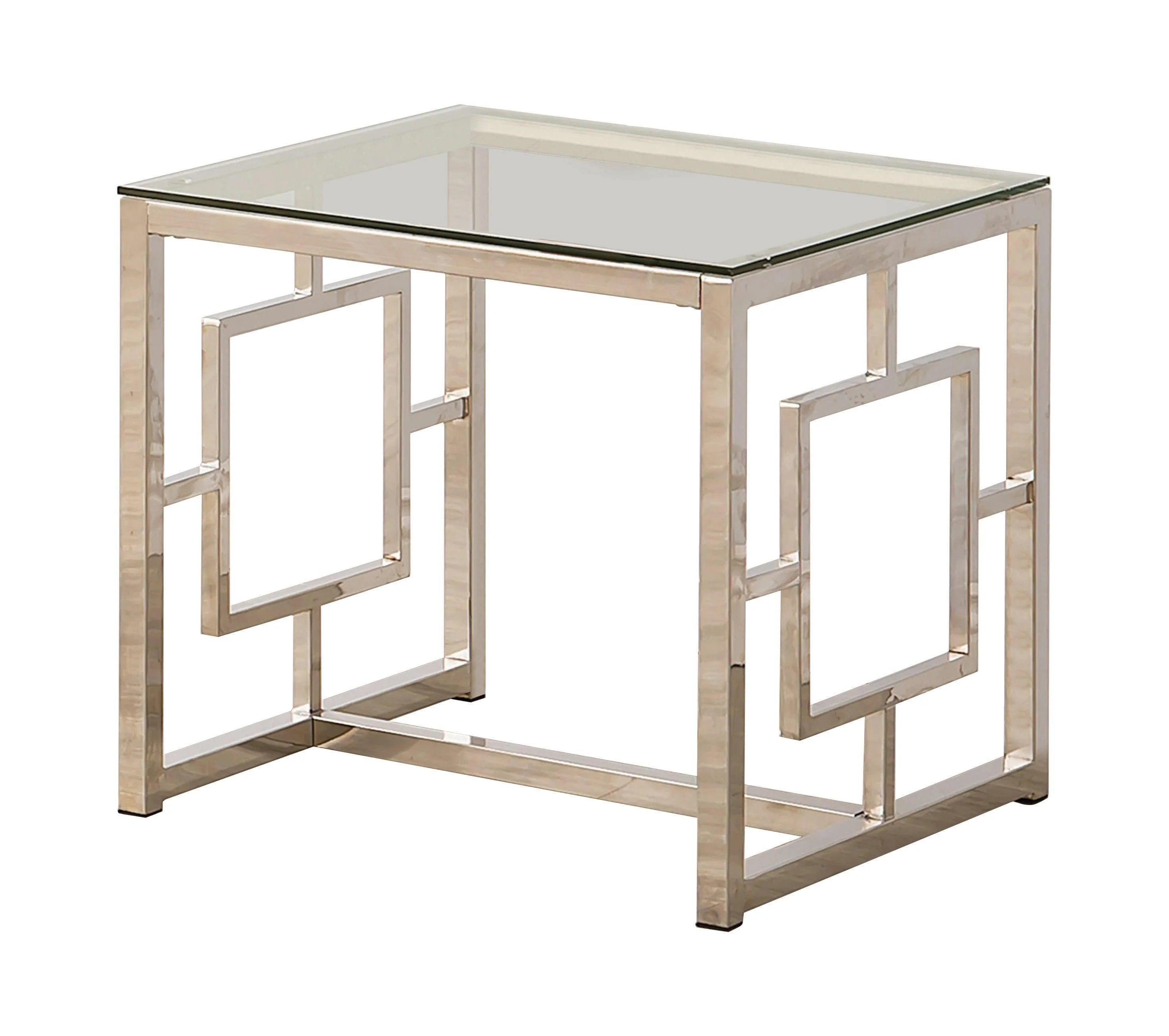 Merced Square Tempered Glass Top End Table Nickel - Image 3
