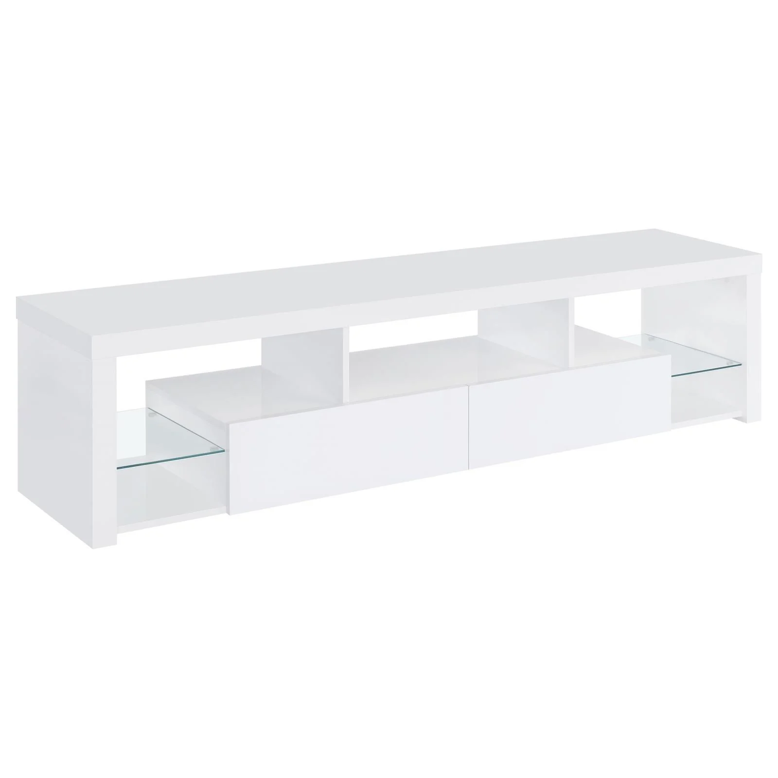 Jude 2-Drawer Wood 71″ TV Stand High Gloss White - Image 3