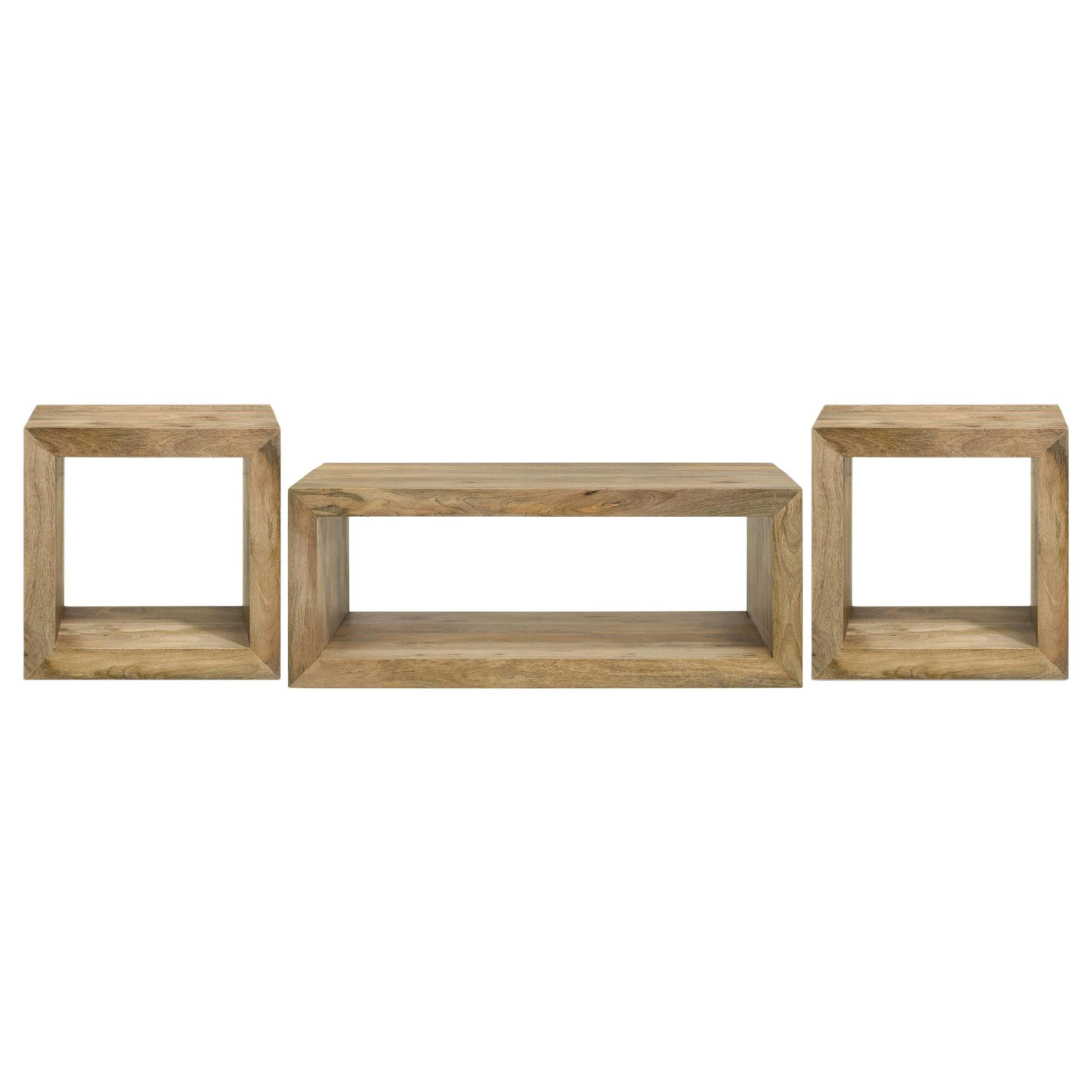 Benton 3-piece Solid Mango Coffee and End Table Set Natural - Image 2