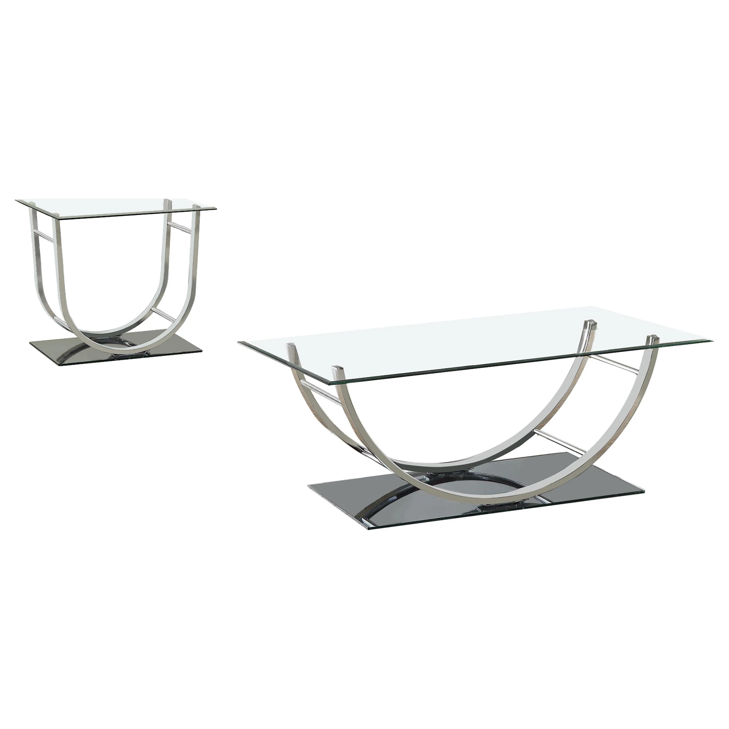 Danville 2-piece Glass Top Coffee and End Table Set Chrome - Image 2