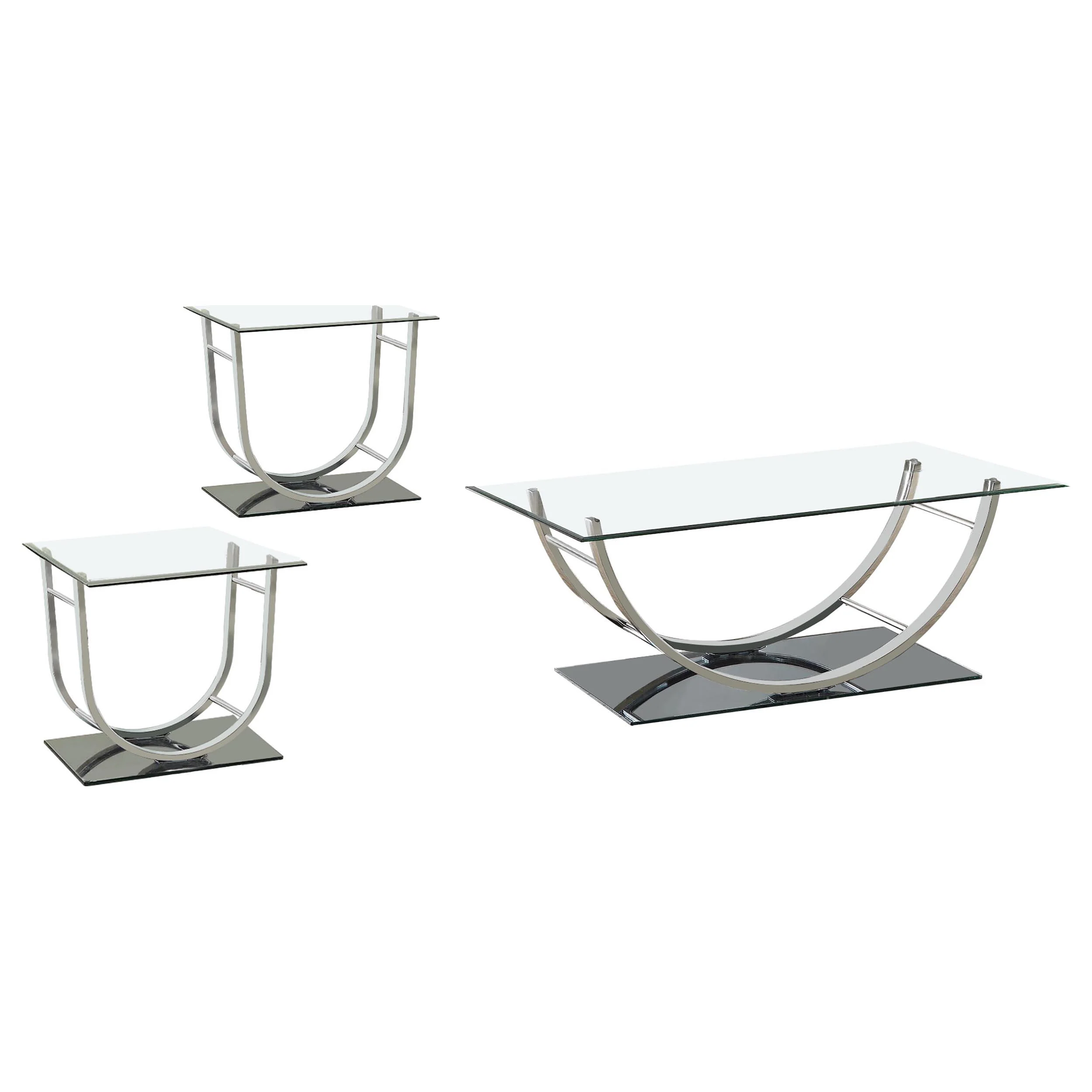 Danville 3-piece Glass Top Coffee and End Table Set Chrome - Image 2