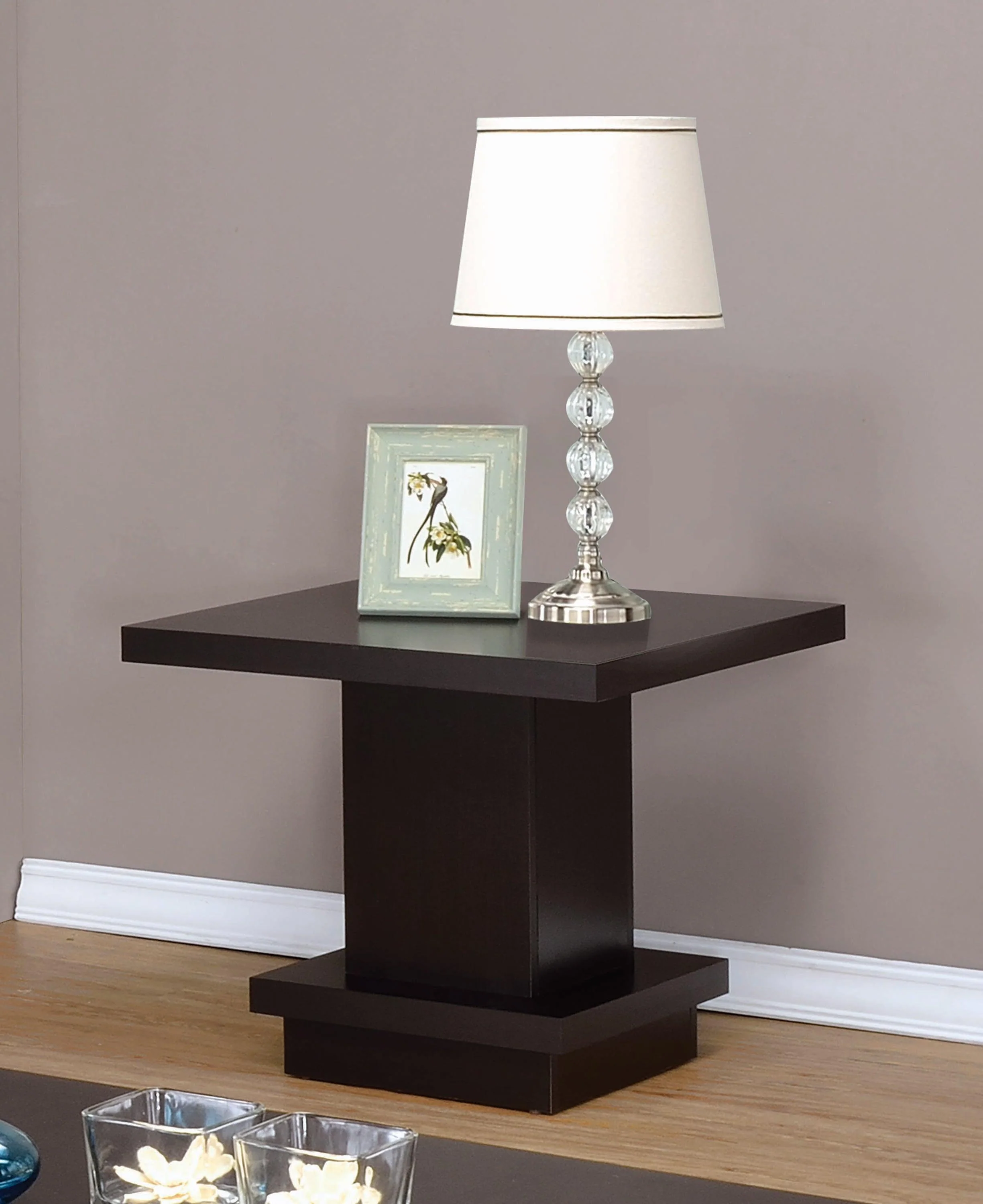 Reston Pedestal Square End Table Cappuccino - Image 2