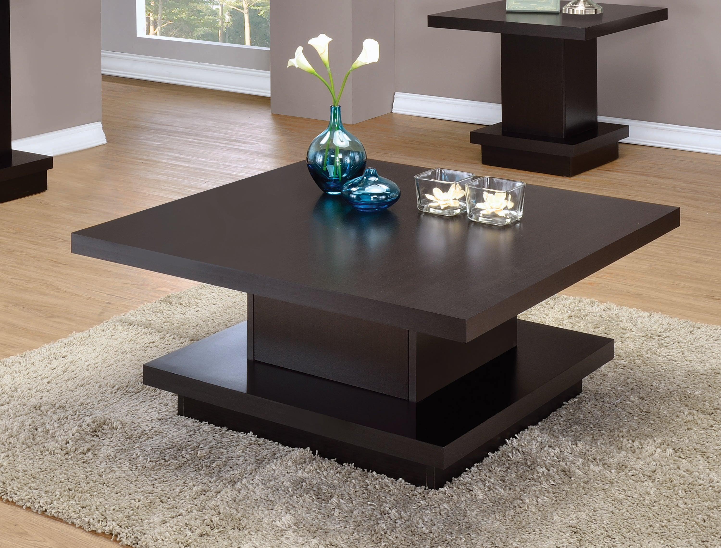 Reston Pedestal Square Coffee Table Cappuccino - Image 2