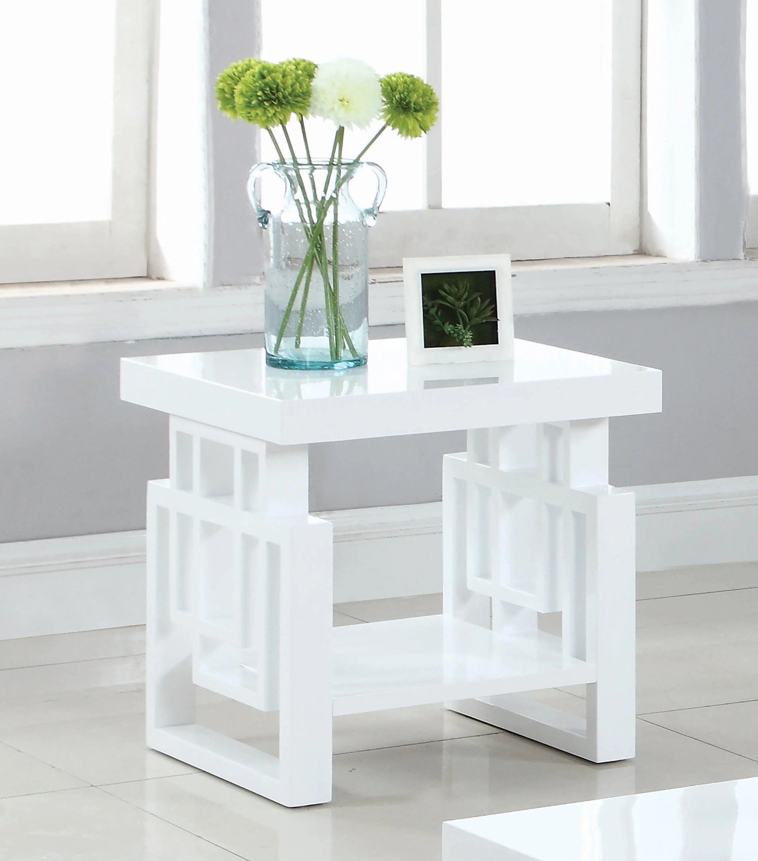 Schmitt Rectangular End Table High Glossy White - Image 2
