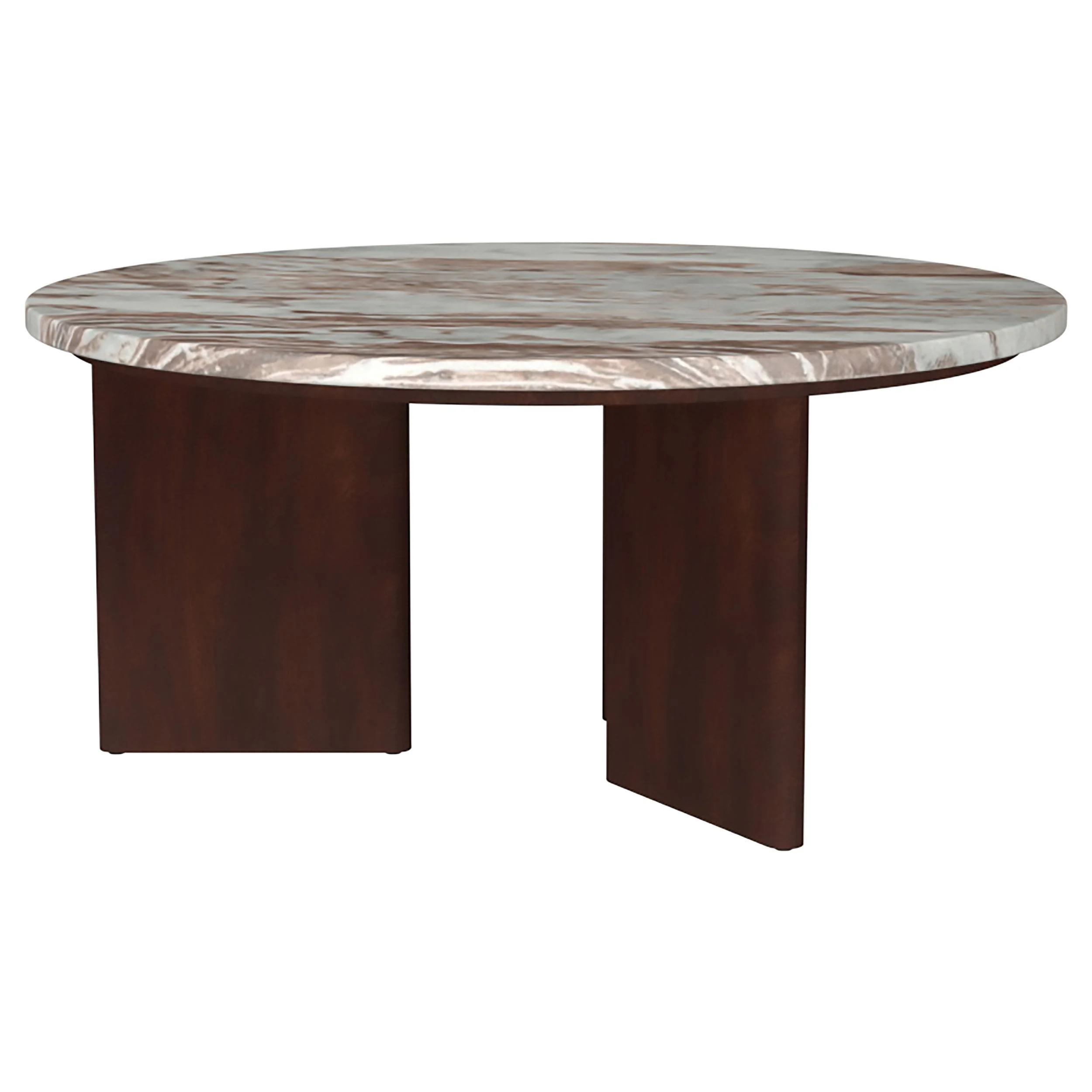 Jenna 35-inch Round Marble Top Cocktail Coffee Table Brown - Image 3