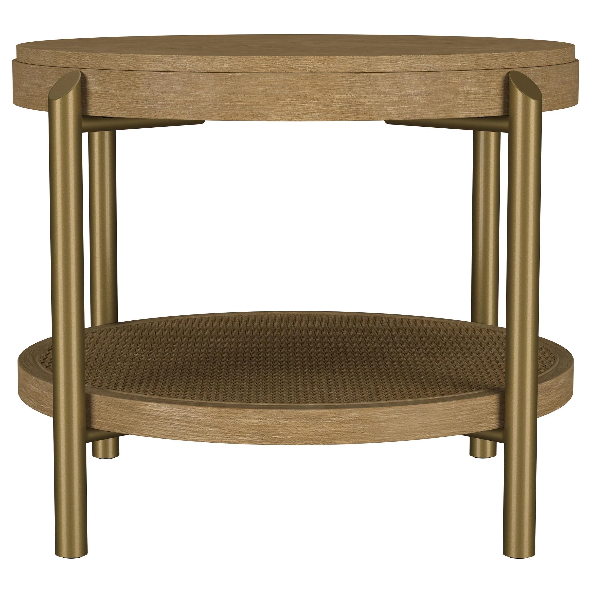 Arini Round End Side Table With Storage Shelf Sand Wash - Image 3