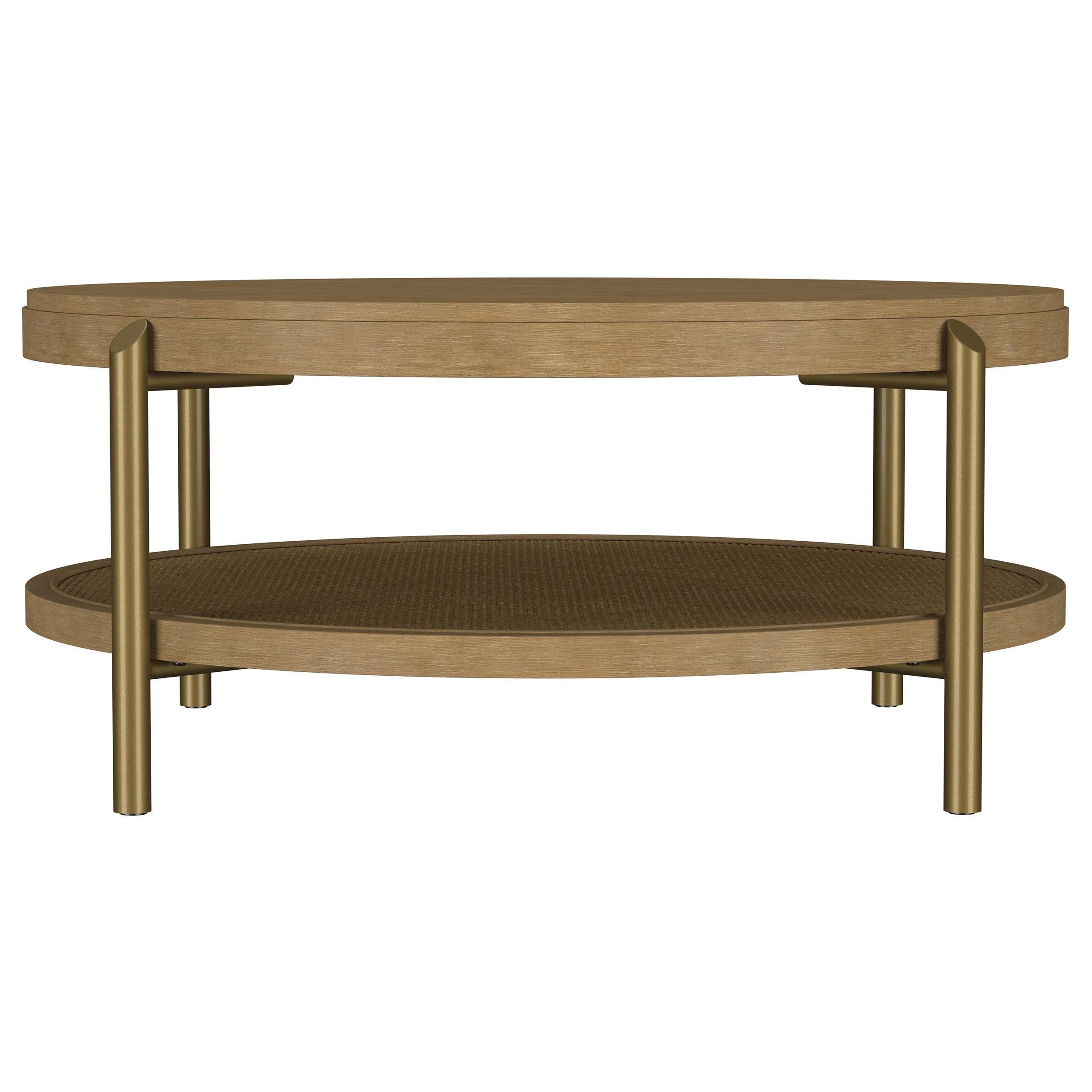 Arini Round Coffee Table With Storage Shelf Sand Wash - Image 3