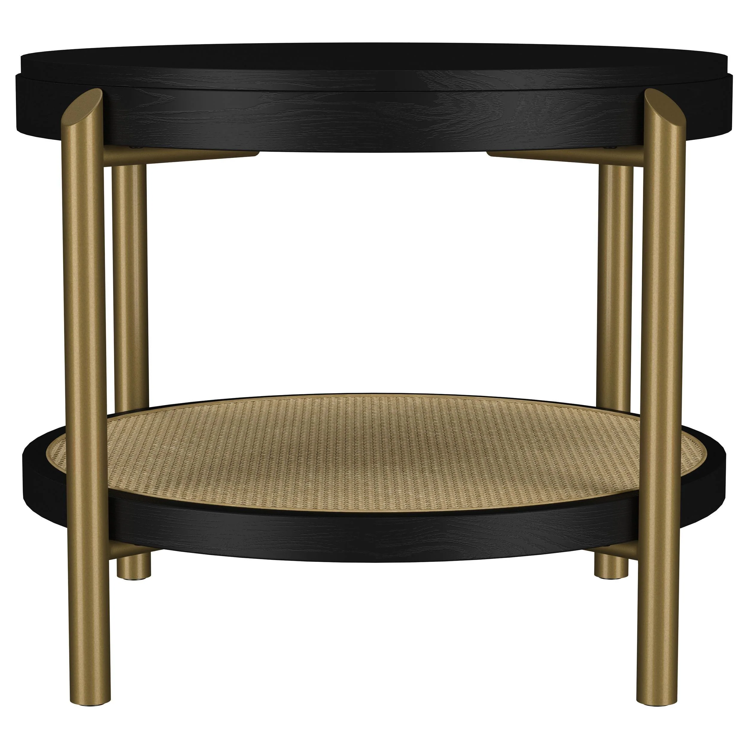 Arini Round End Side Table With Storage Shelf Black - Image 3