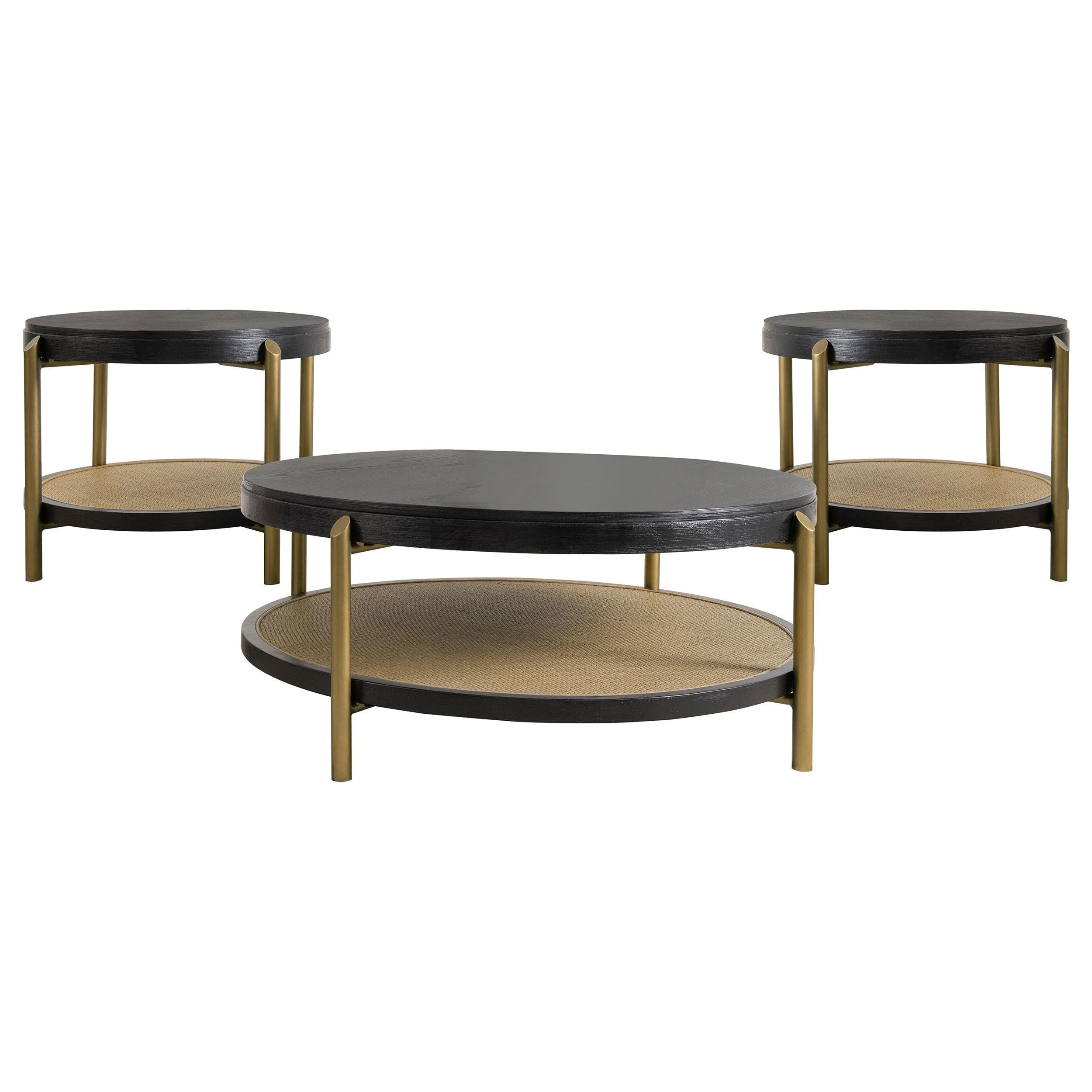 Arini 3-piece Round Coffee and End Table Set Black - Image 2