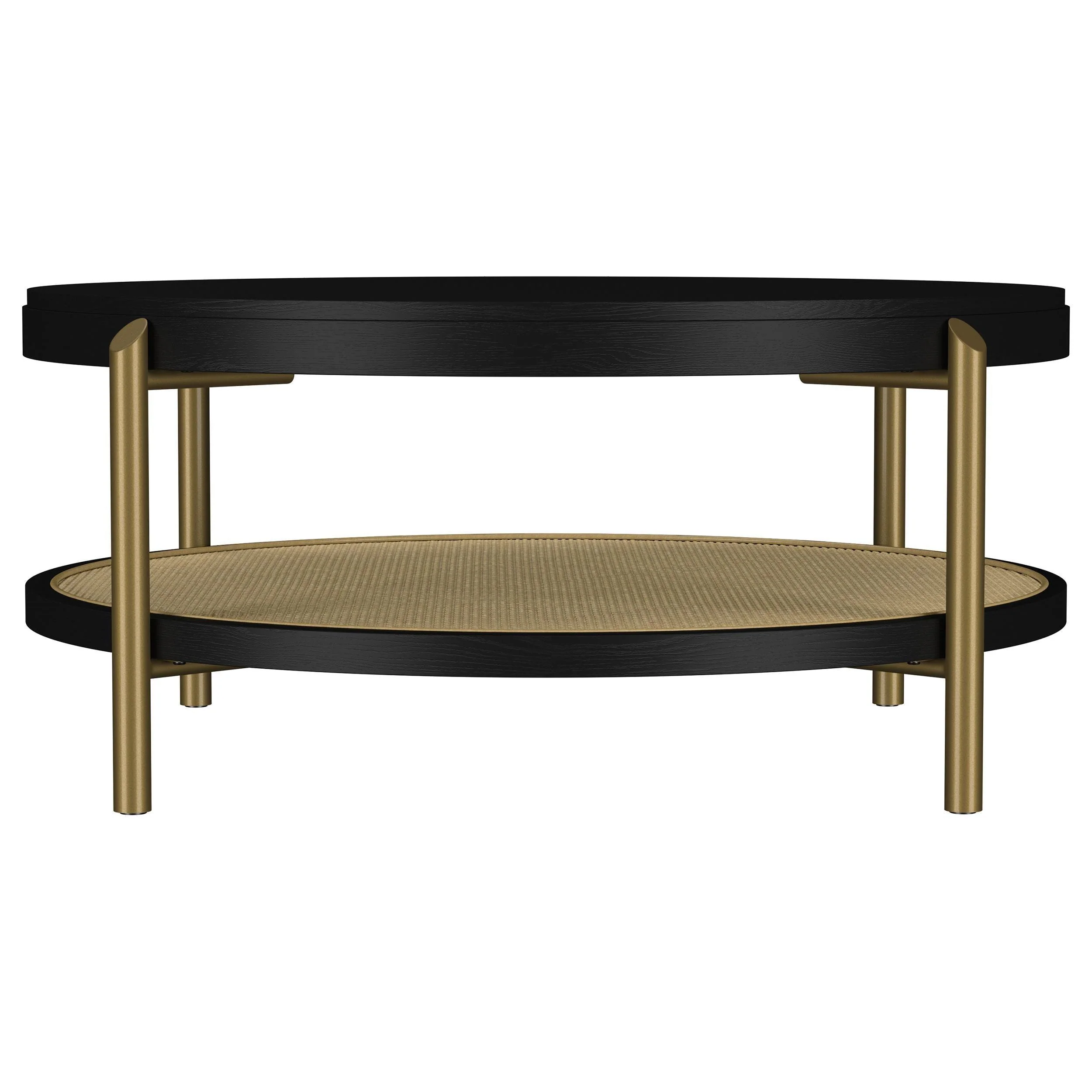 Arini Round Coffee Table With Storage Shelf Black - Image 3