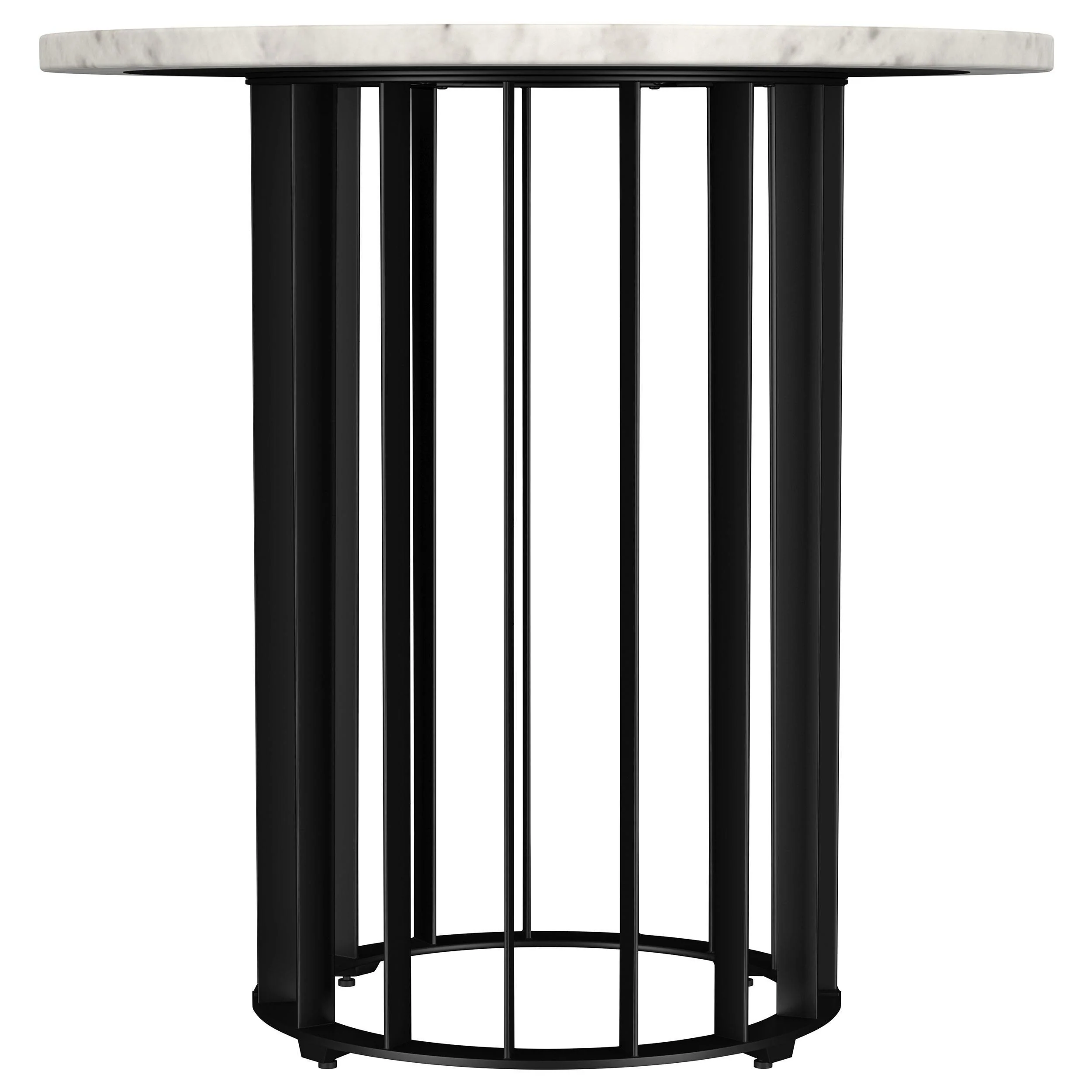 Haven Round Genuine White Marble Top End Side Table Black - Image 3