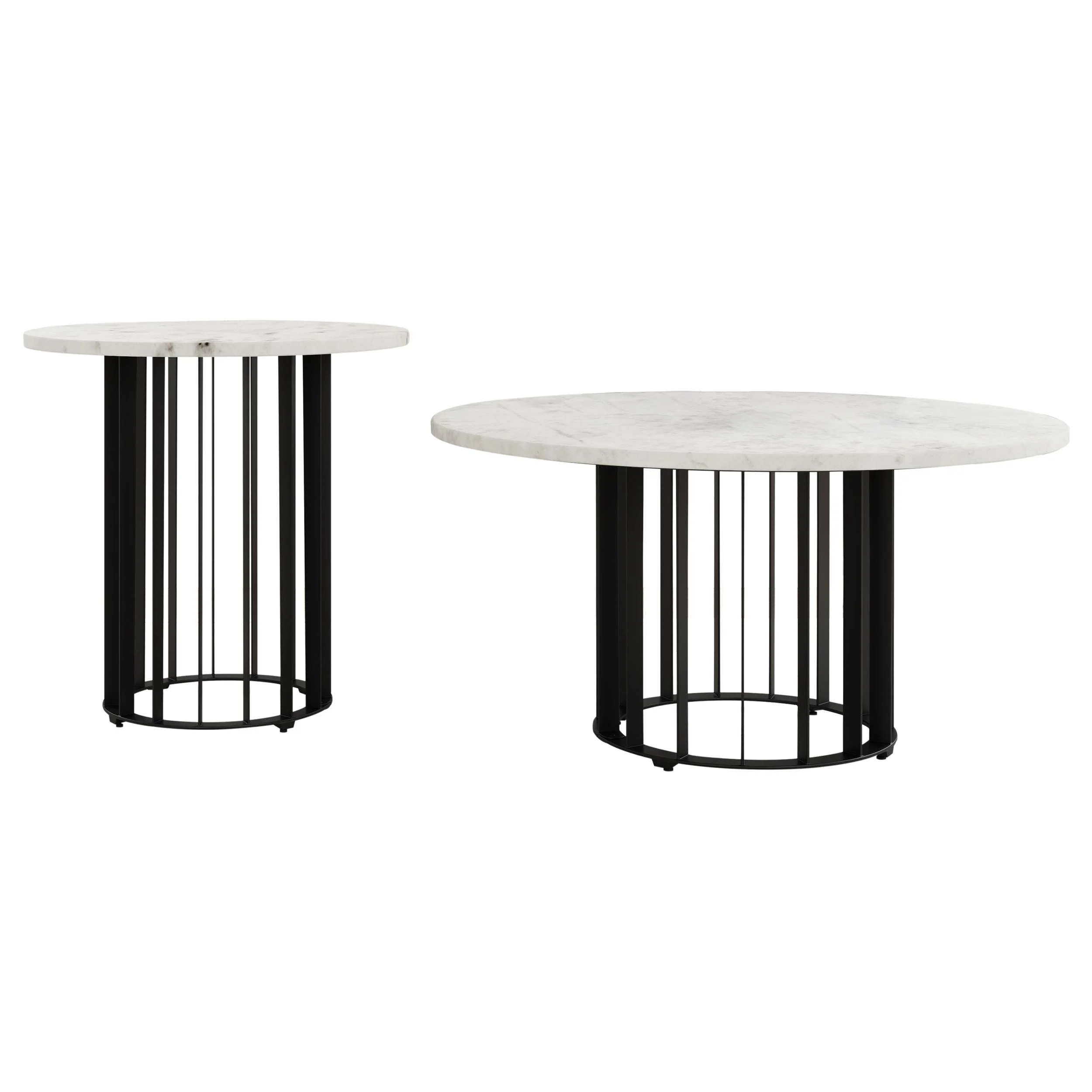 Haven 2-piece Round Marble Coffee and End Table Set Black - Image 2