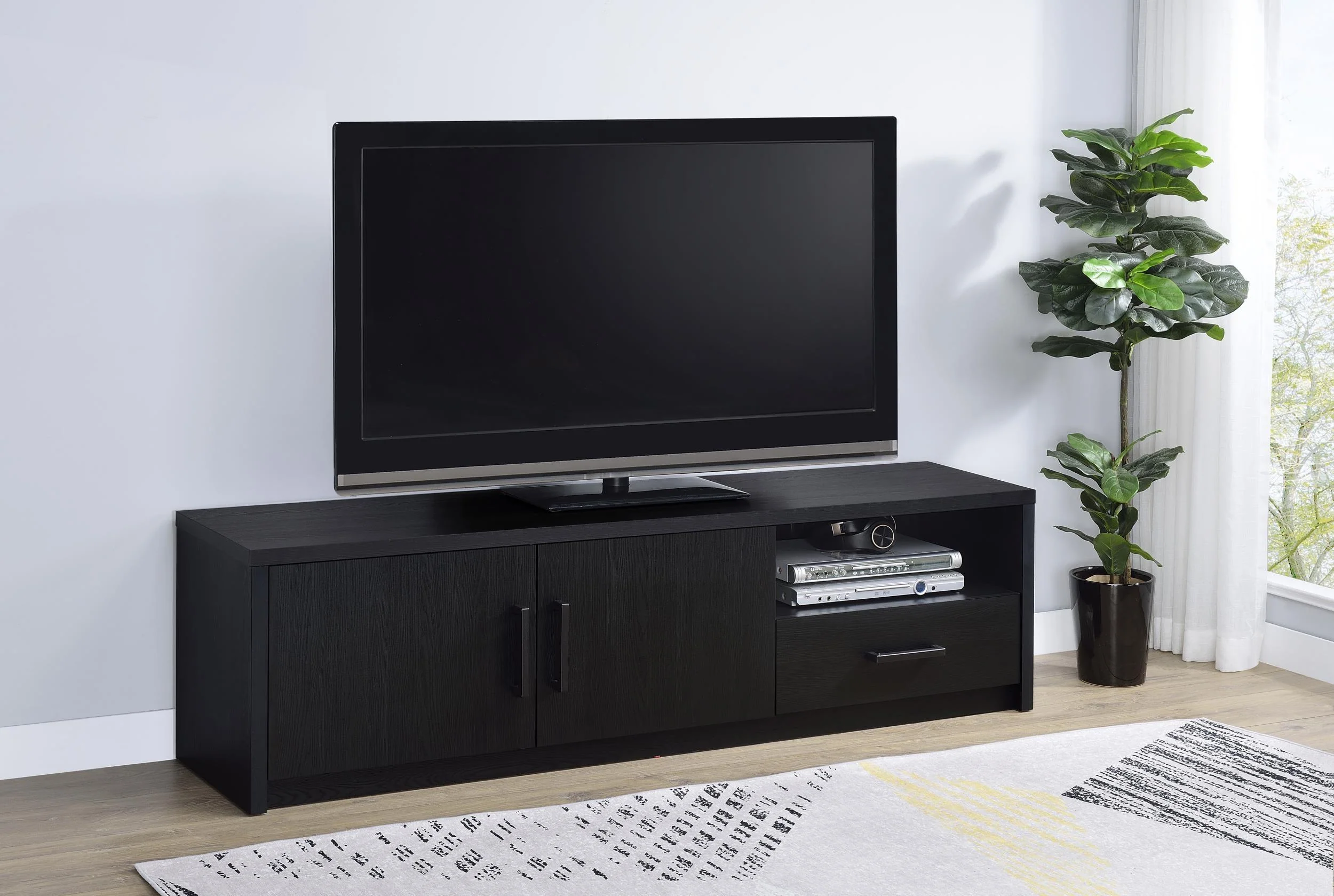 Murray 70-inch 2-door TV Stand Media Console Black - Image 2