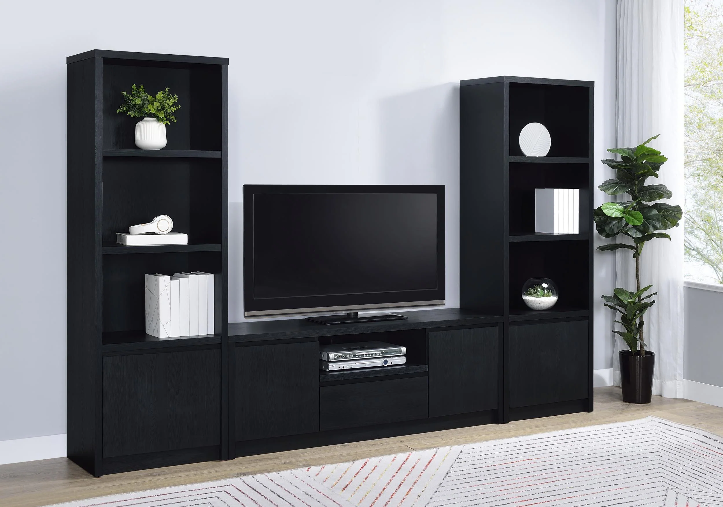 Winfield 3-piece Entertainment Center 60-inch TV Stand Black - Image 2