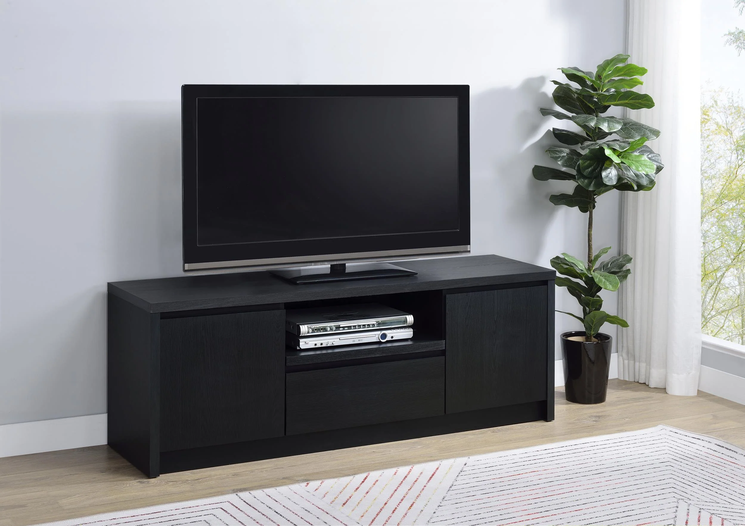 Winfield 60-inch 2-door TV Stand Media Console Black - Image 2