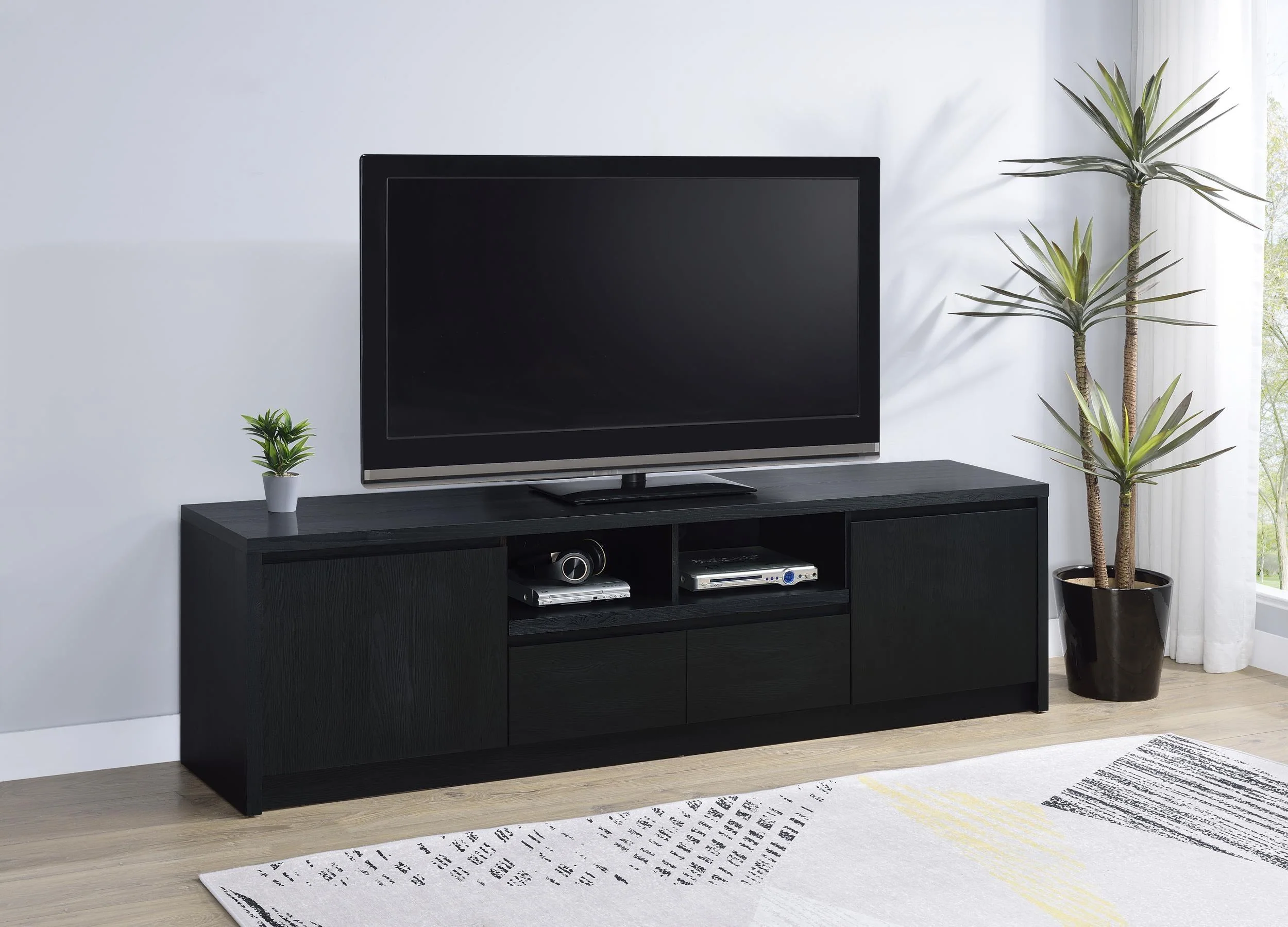 Winfield 78-inch 2-door TV Stand Media Console Black - Image 2