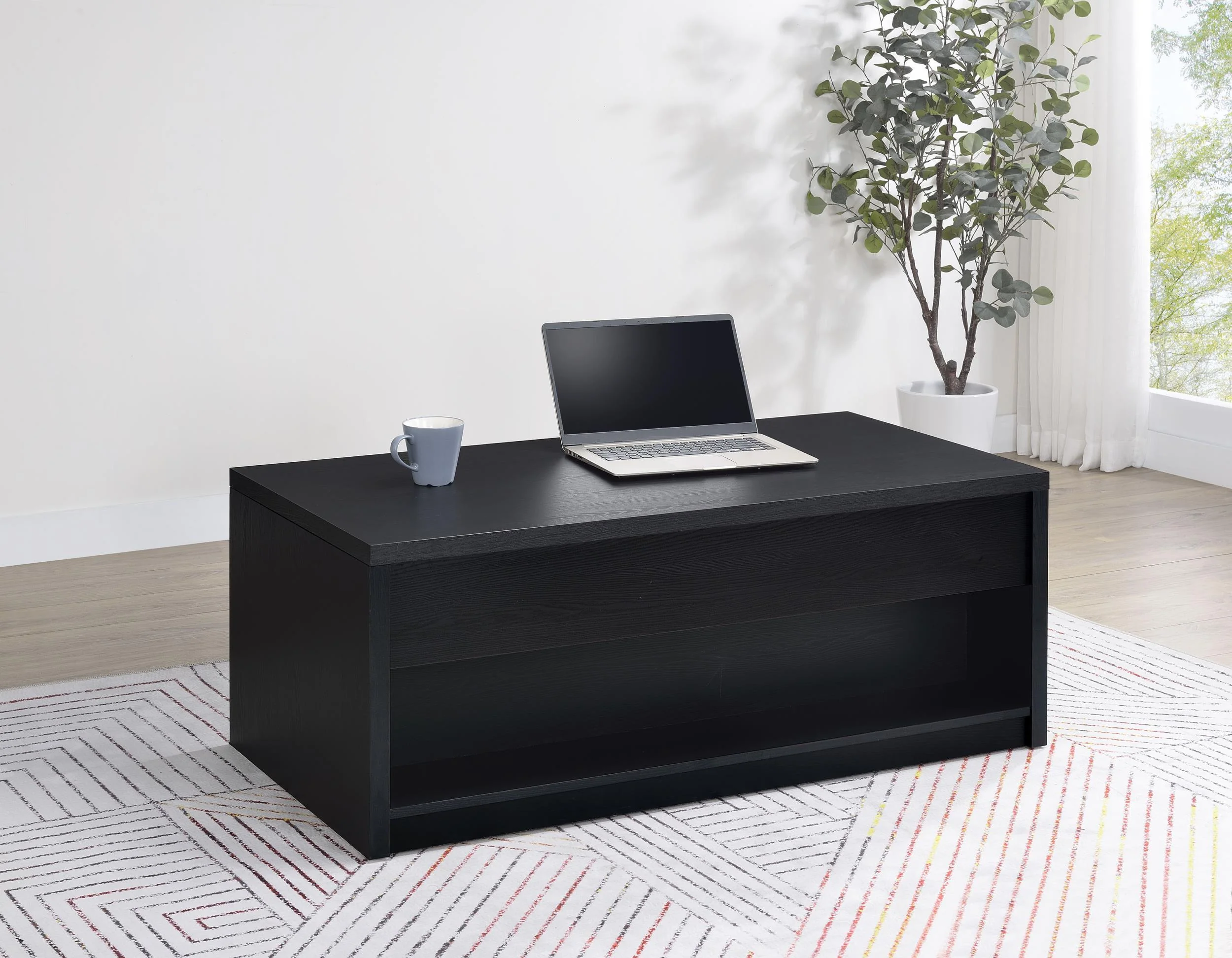 Knapp Lift Top Cocktail Coffee Table with Dual Drawers Black - Image 3
