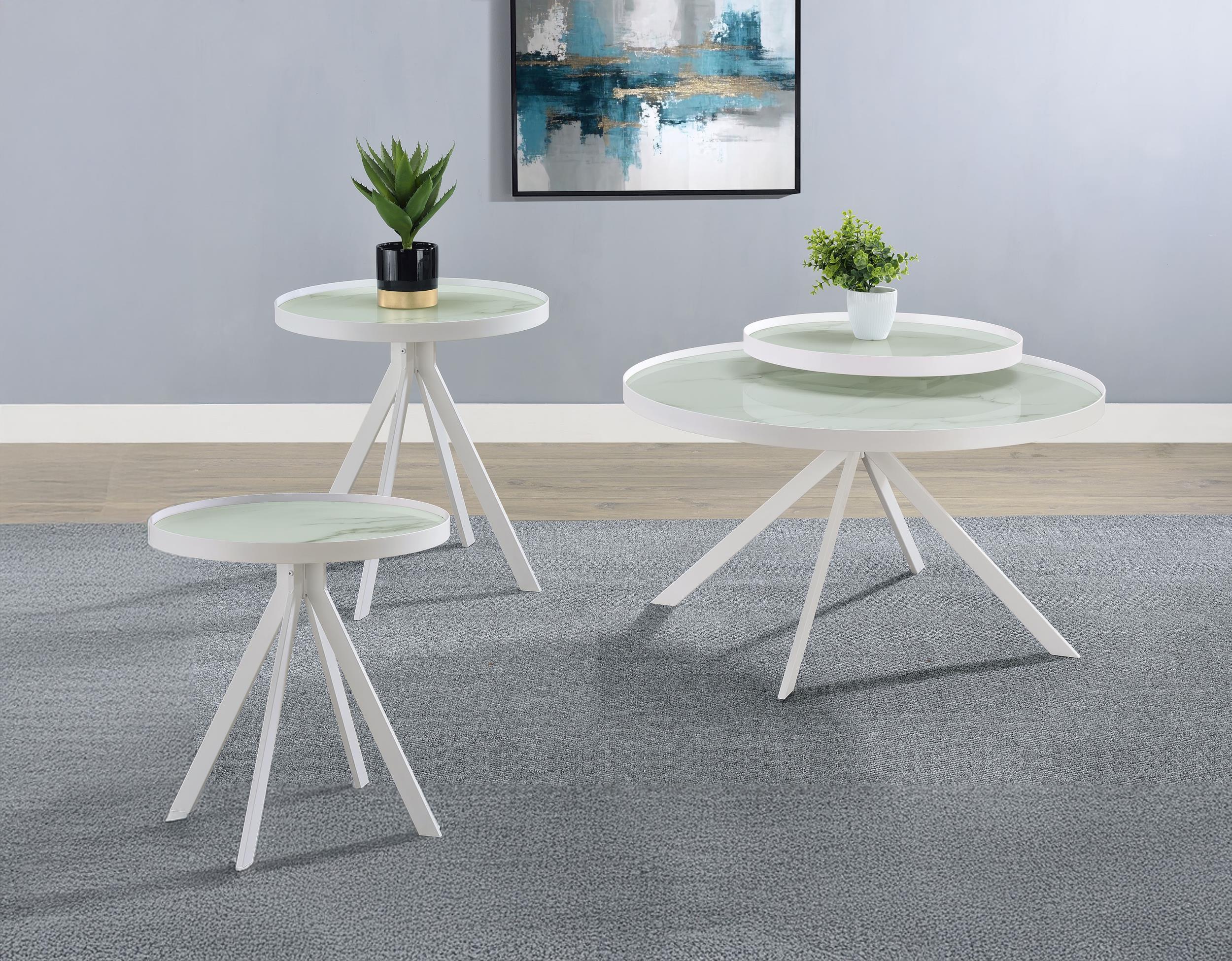 Briggs 3-piece Round Coffee and End Table Set White - Image 2