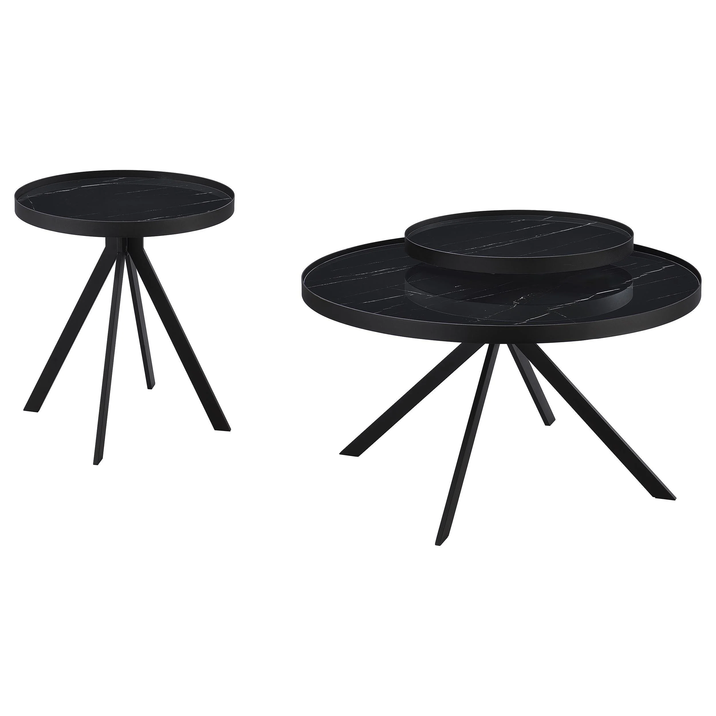 Briggs 2-piece Round Coffee and End Table Set Black - Image 2