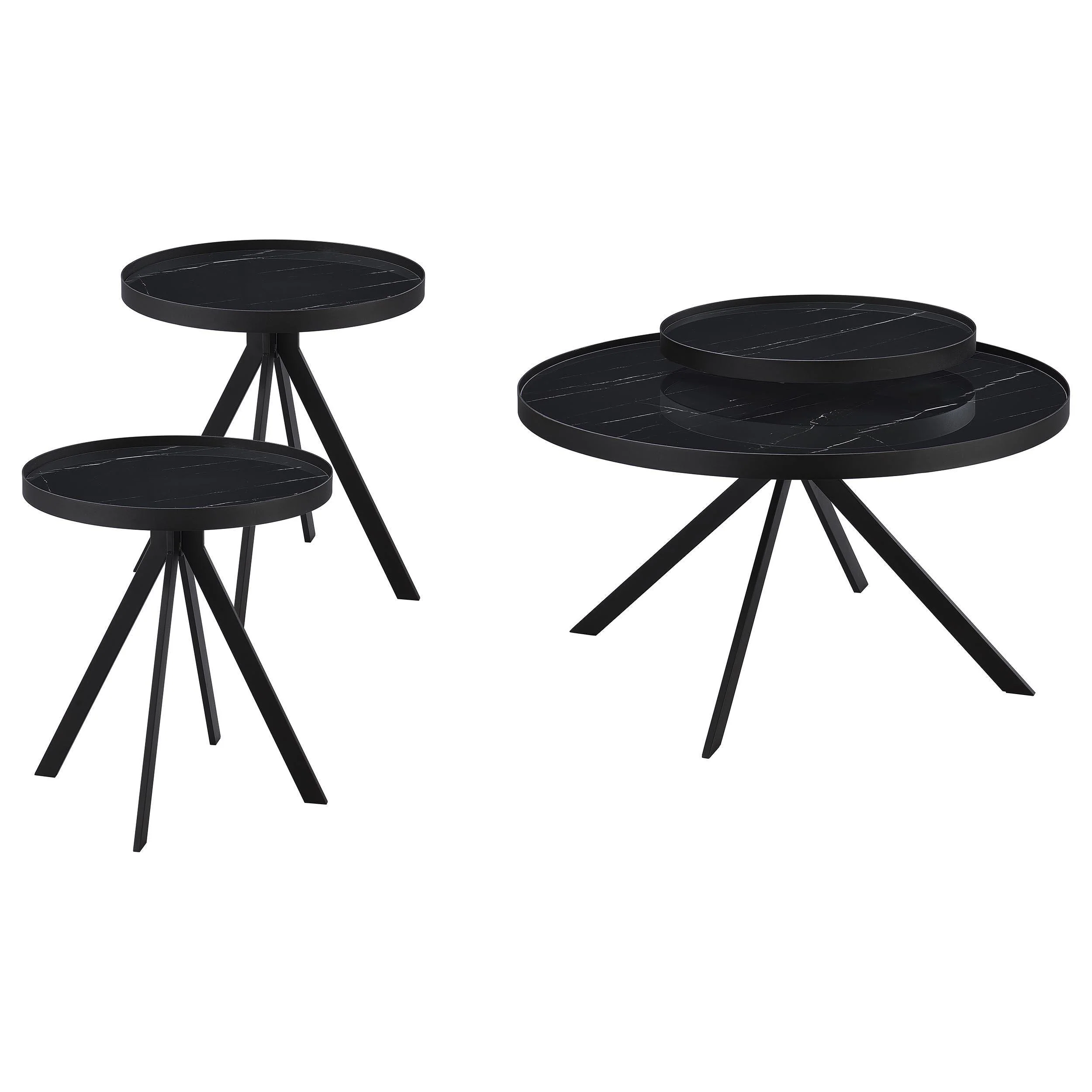 Briggs 3-piece Round Coffee and End Table Set Black - Image 2