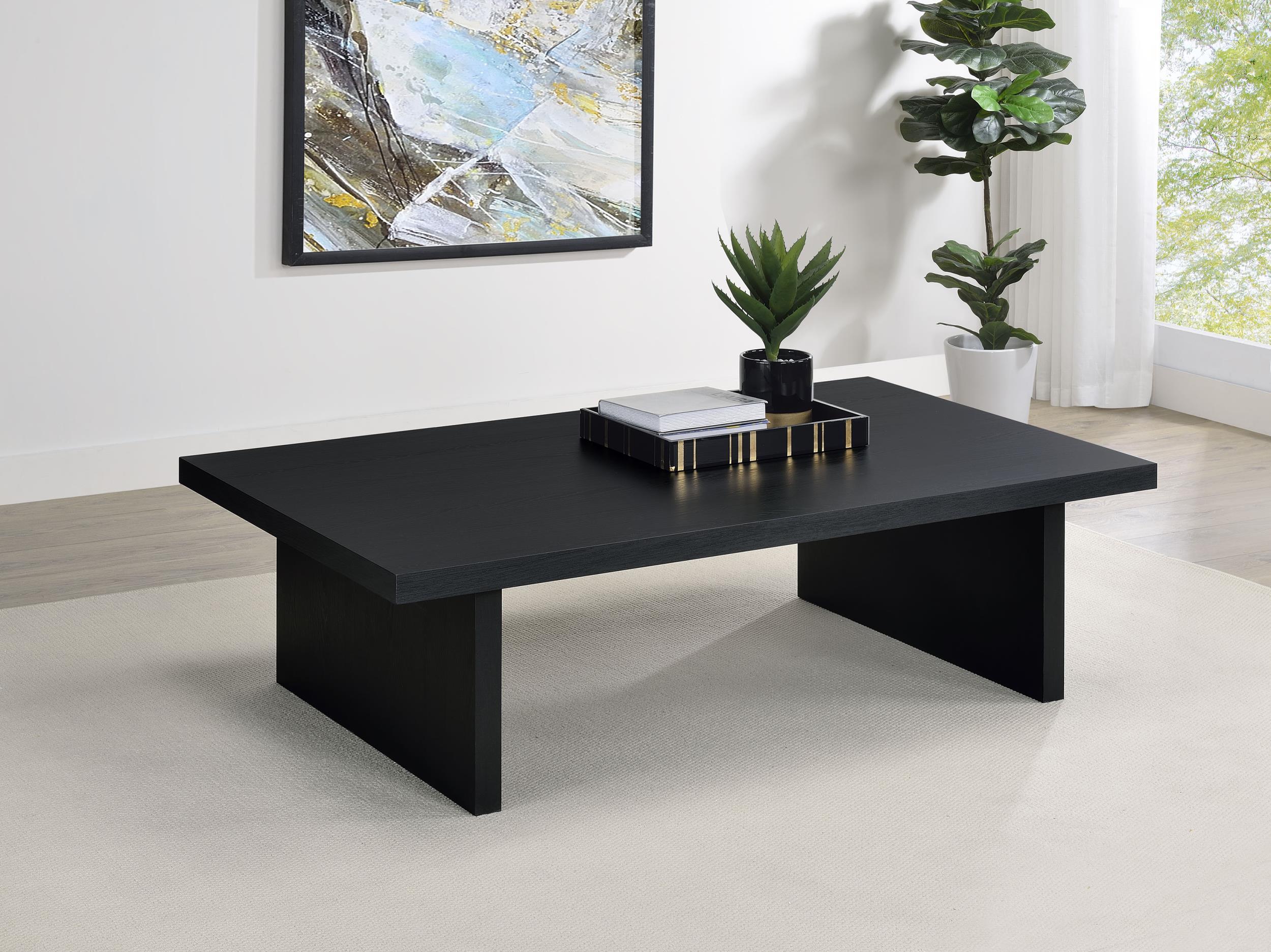 Max Rectangular Engineered Laminate Coffee Table Black - Image 2