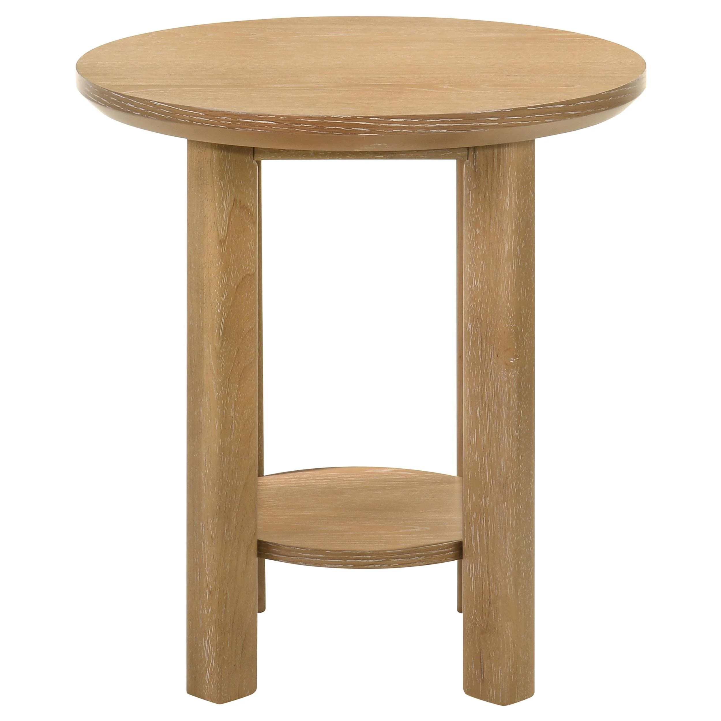 Ottowa Round Wood Side End Table with Shelf Light Oak - Image 3