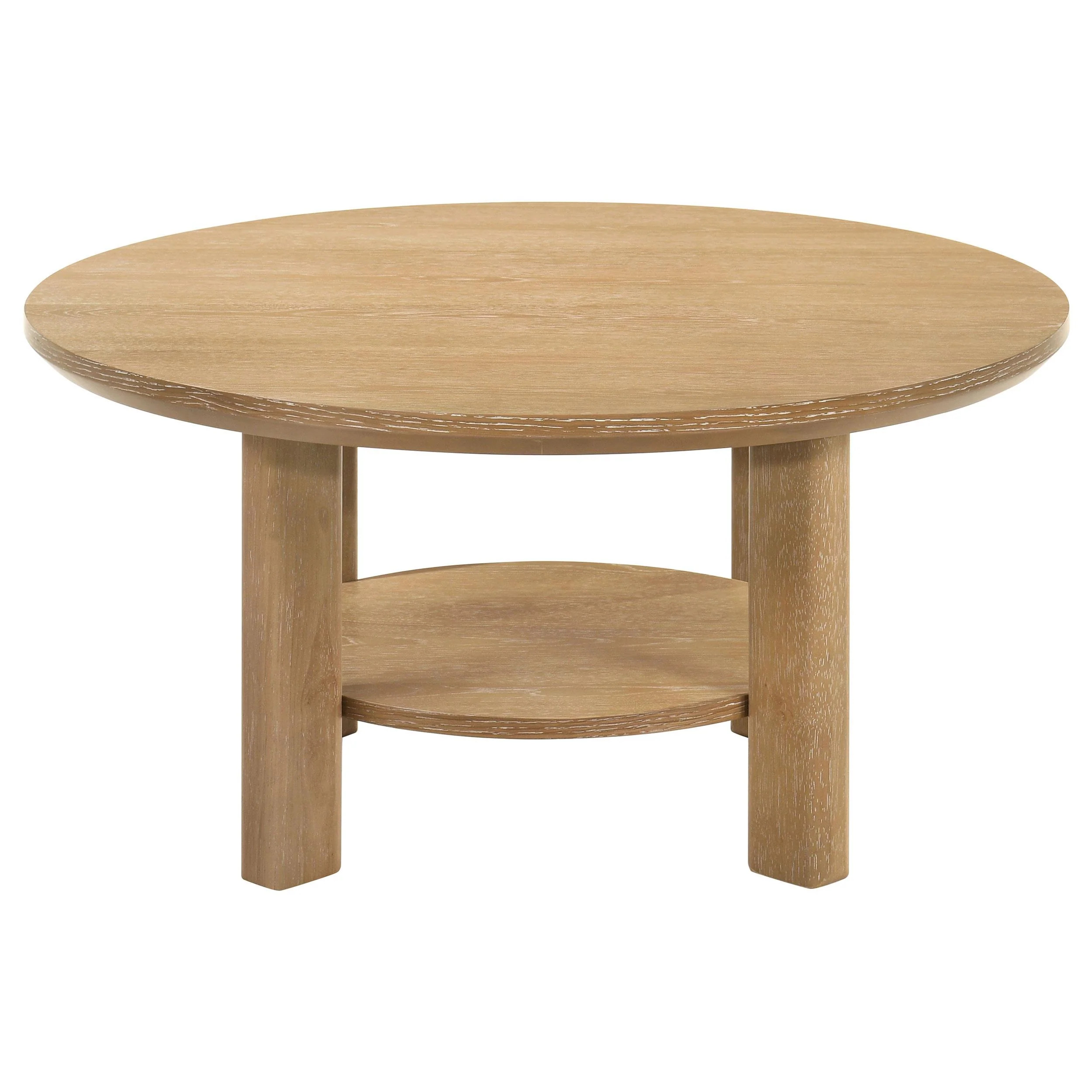 Ottowa 36-inch Round Wood Cocktail Coffee Table Light Oak - Image 3