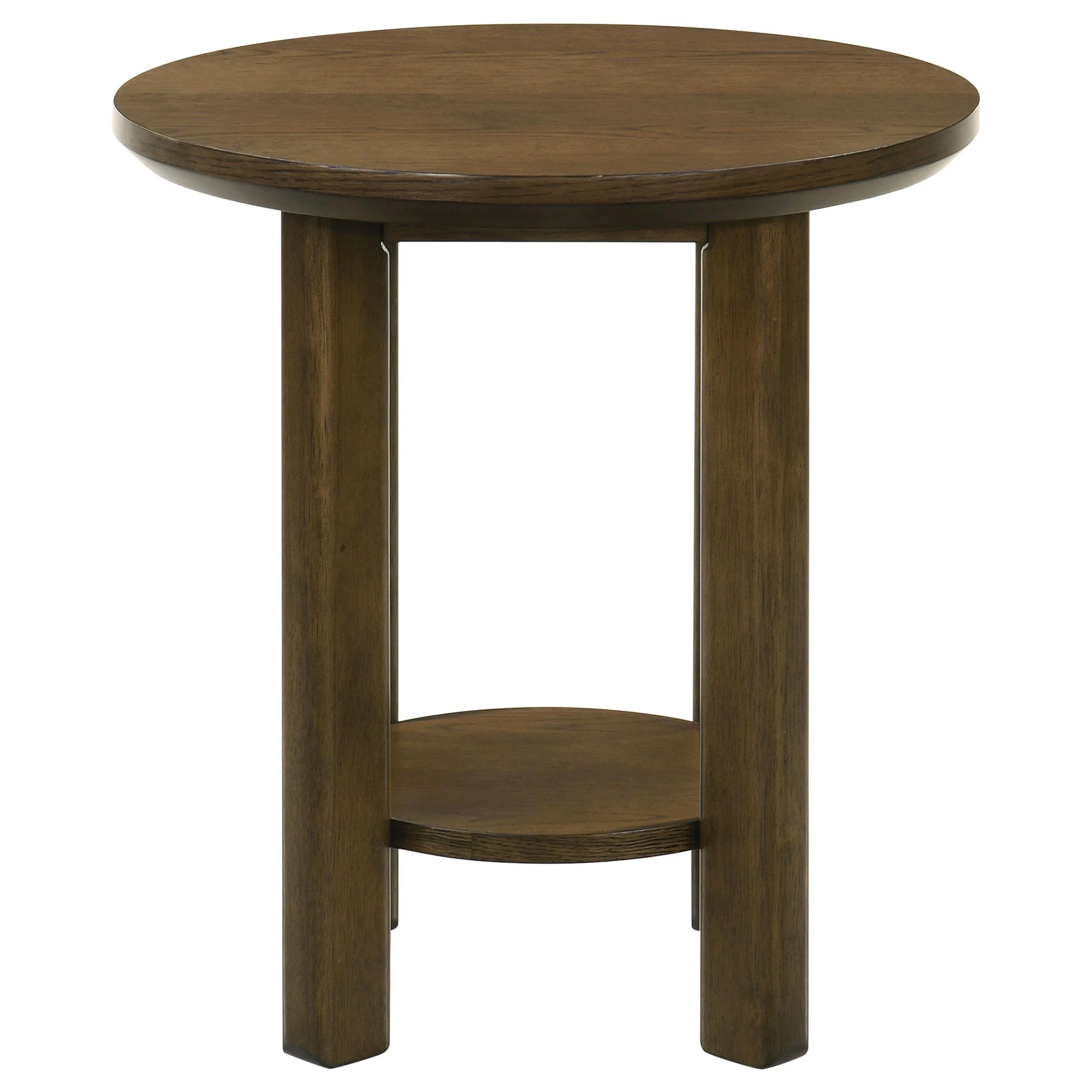 Ottowa Round Wood Side End Table with Shelf Brown - Image 3