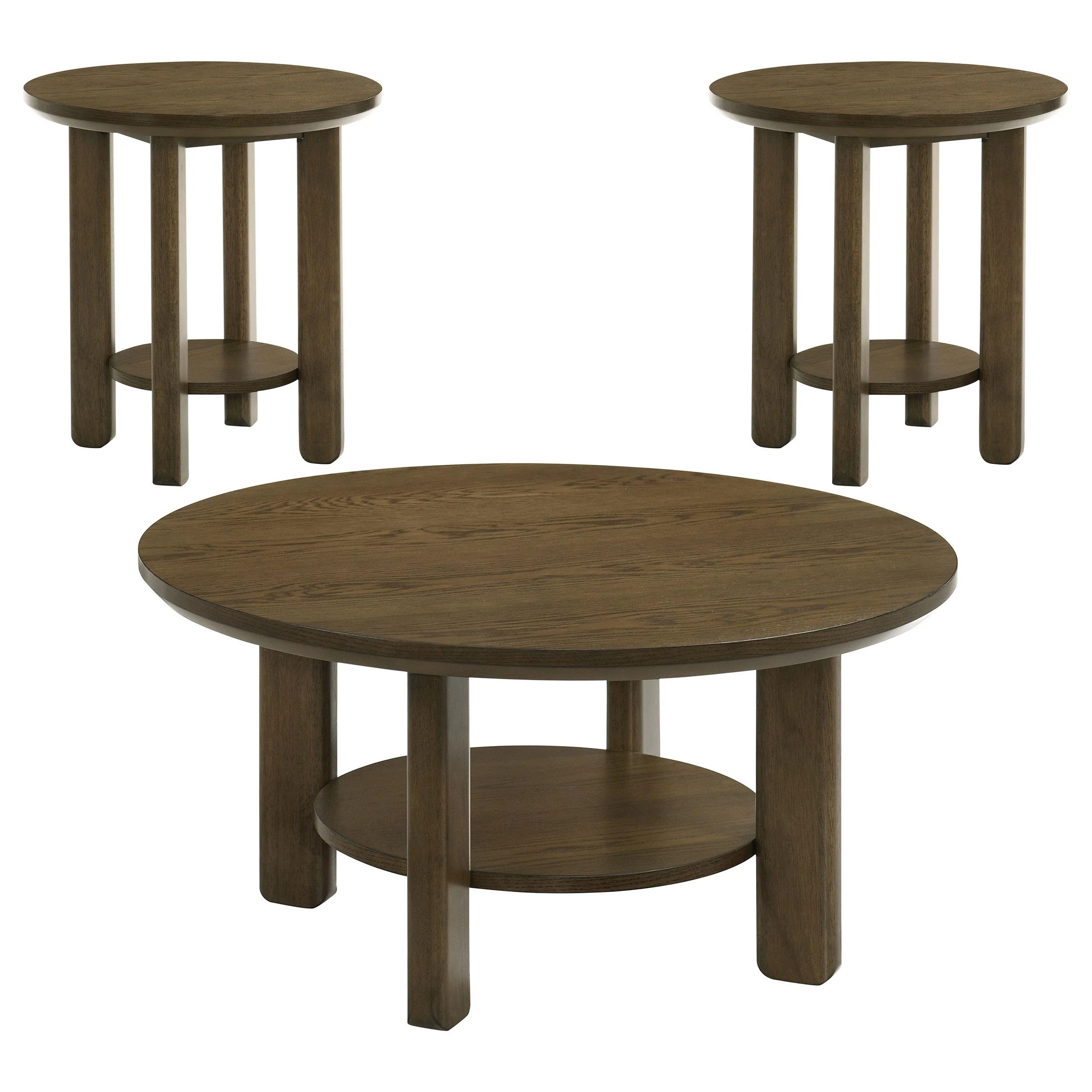 Ottowa 3-piece Round Wood Coffee Table Set Brown - Image 2