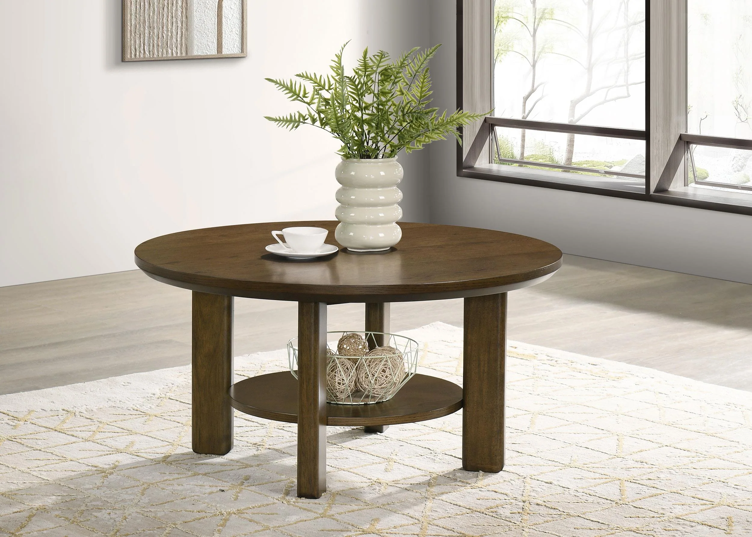 Ottowa 36-inch Round Wood Cocktail Coffee Table Brown - Image 2