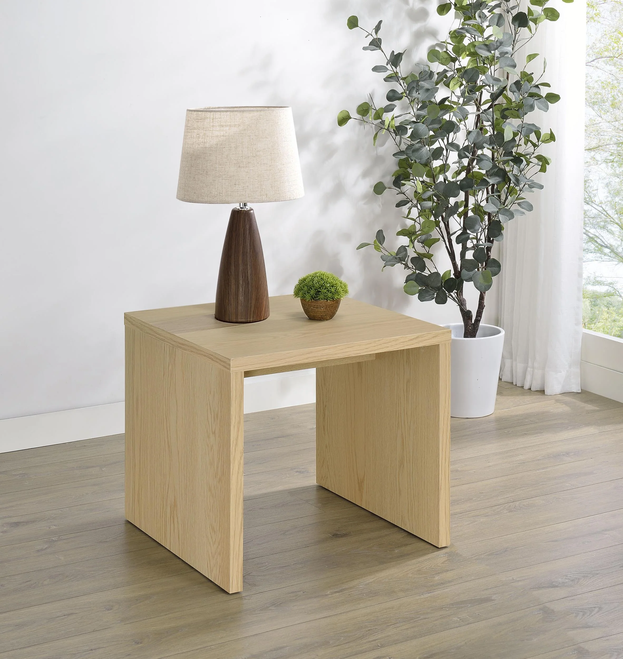 Canoga Engineered Wood Accent Side End Table Light Oak - Image 2