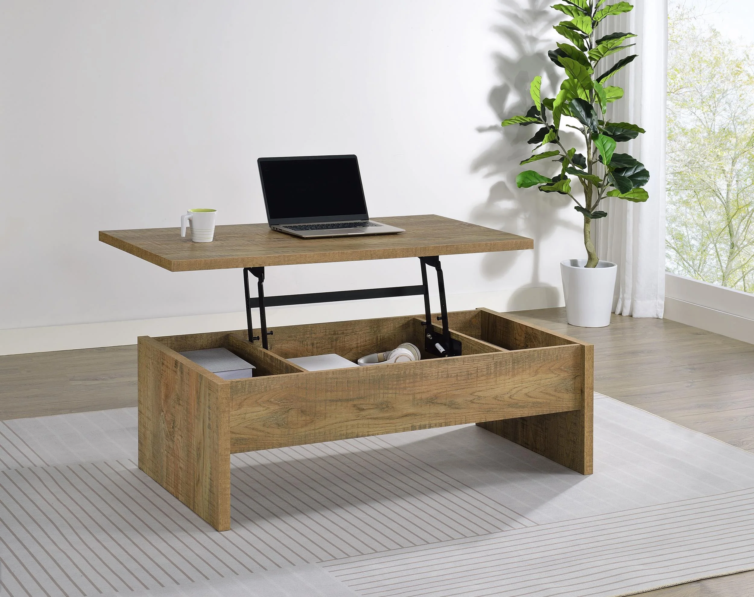 Canoga Engineered Wood Lift Top Cocktail Coffee Table Mango - Image 2