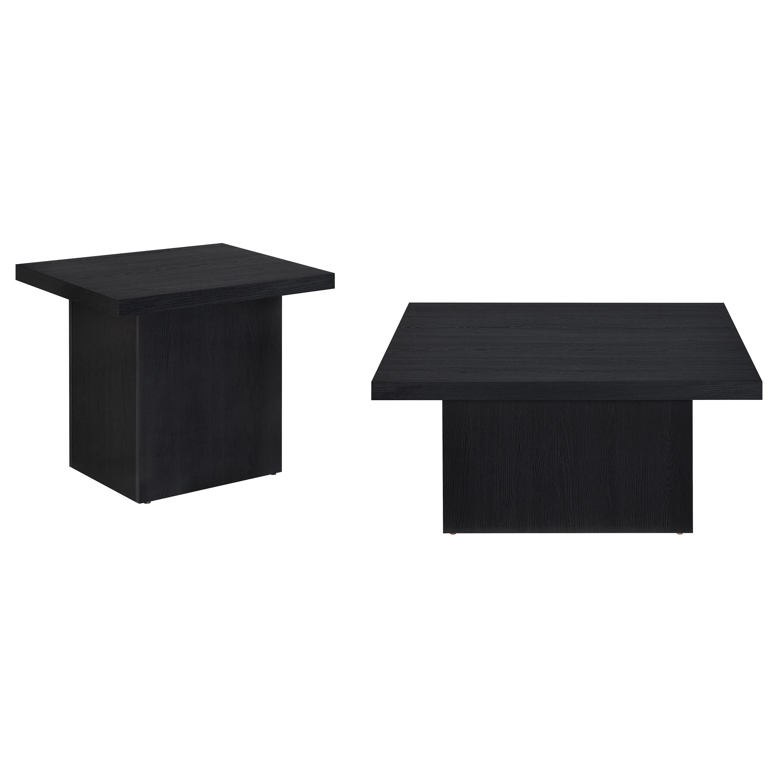 Devar 2-piece Square Cocktail Coffee End Table Set Black - Image 2