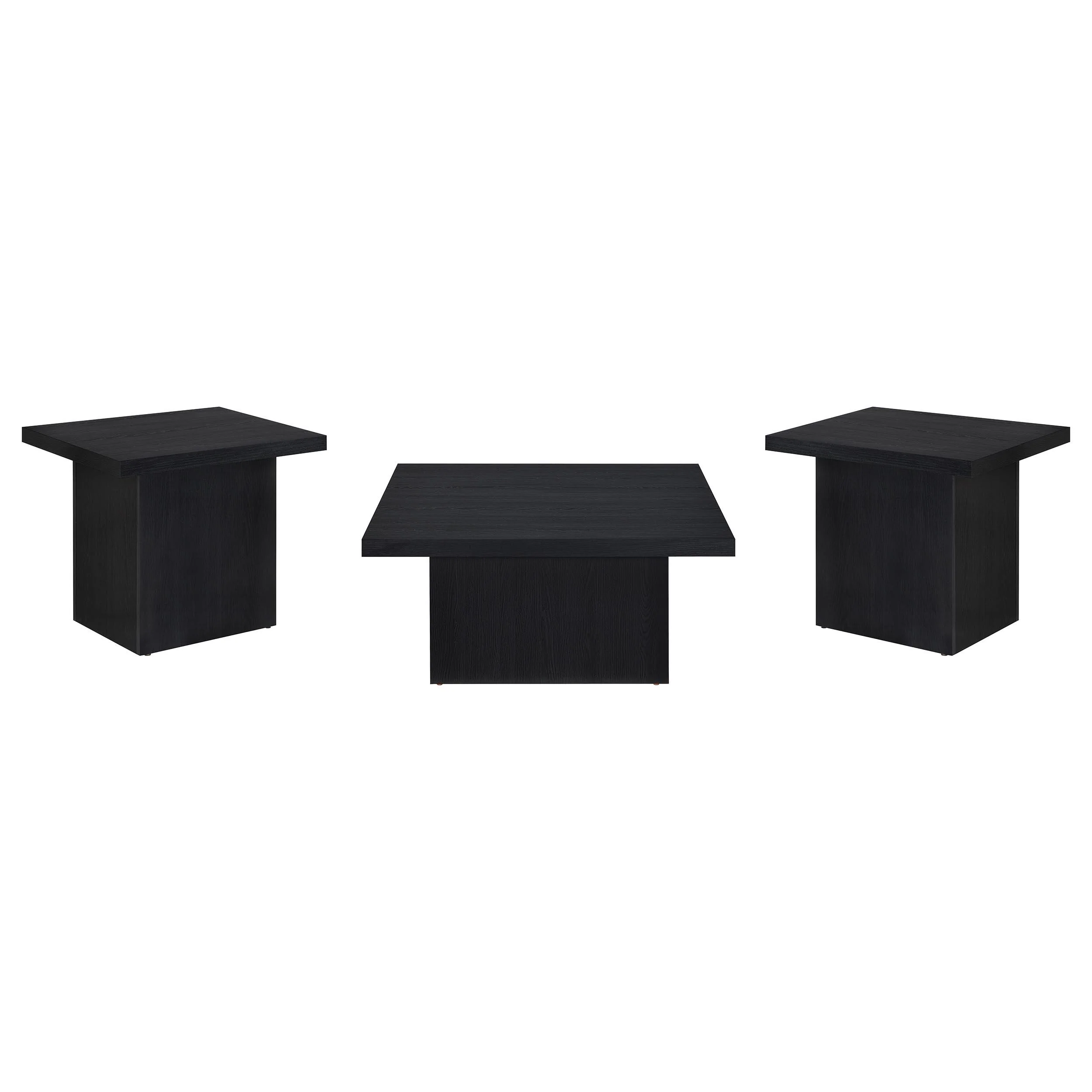 Devar 3-piece Square Cocktail Coffee End Table Set Black - Image 2
