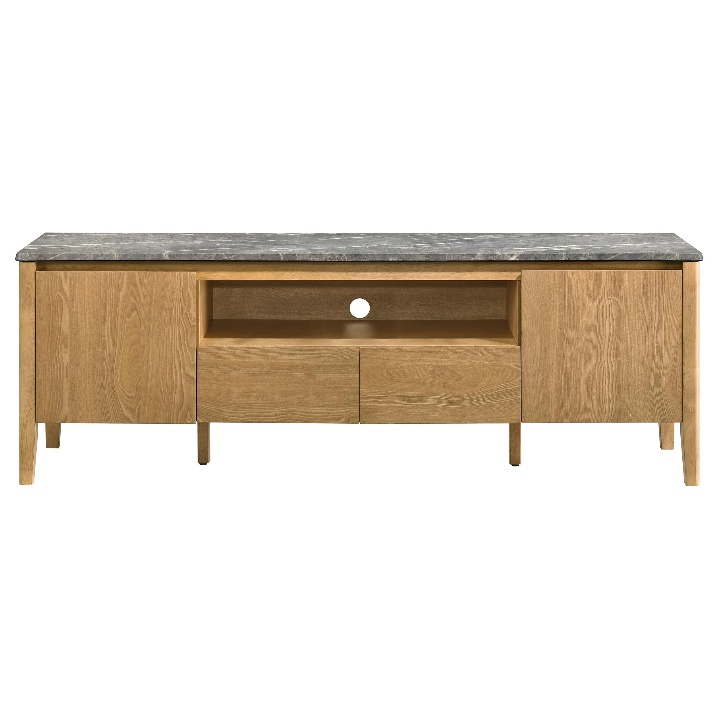 Bradley 63-inch 2-Door SmartTop TV Stand Grey and Natural - Image 2