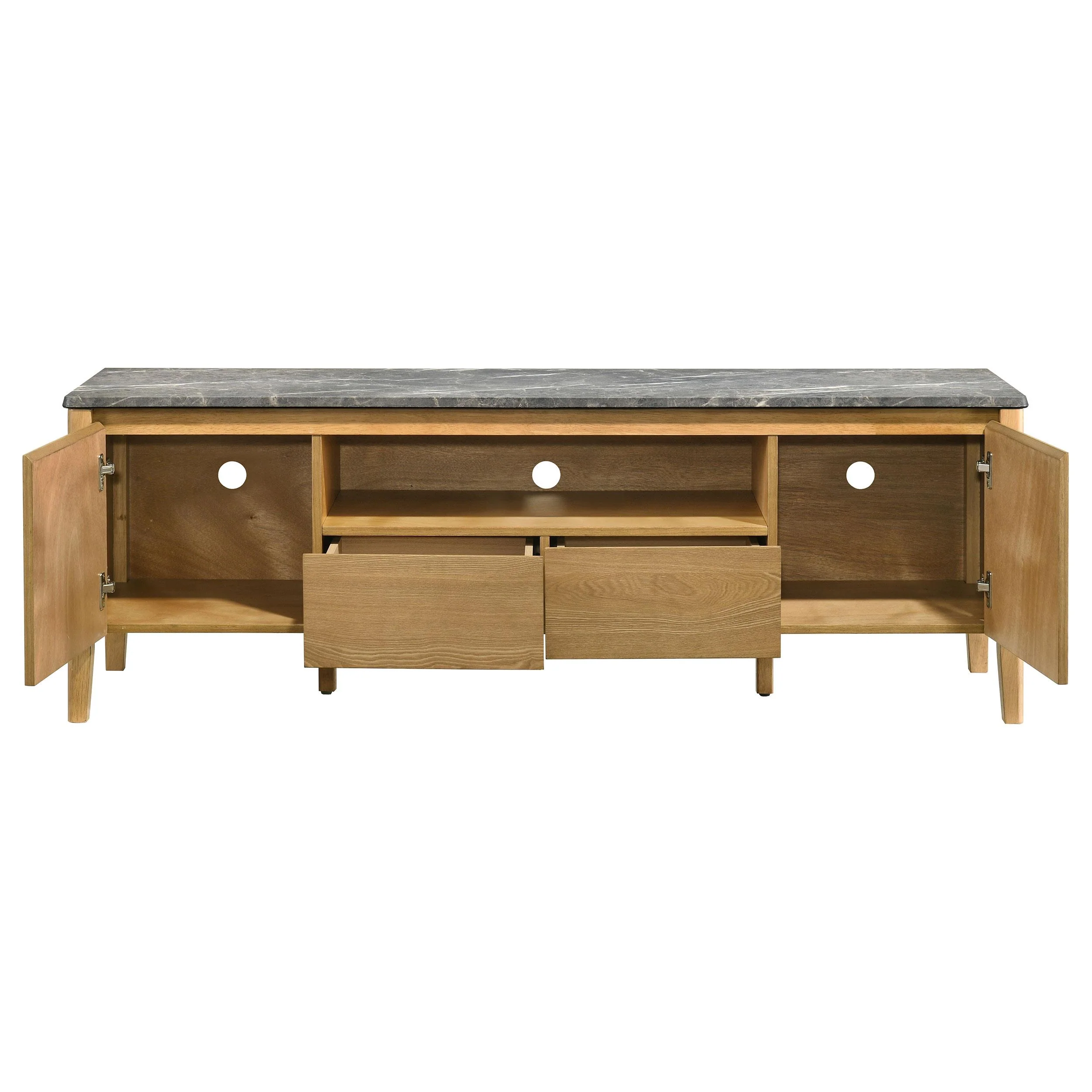 Bradley 63-inch 2-Door SmartTop TV Stand Grey and Natural - Image 3