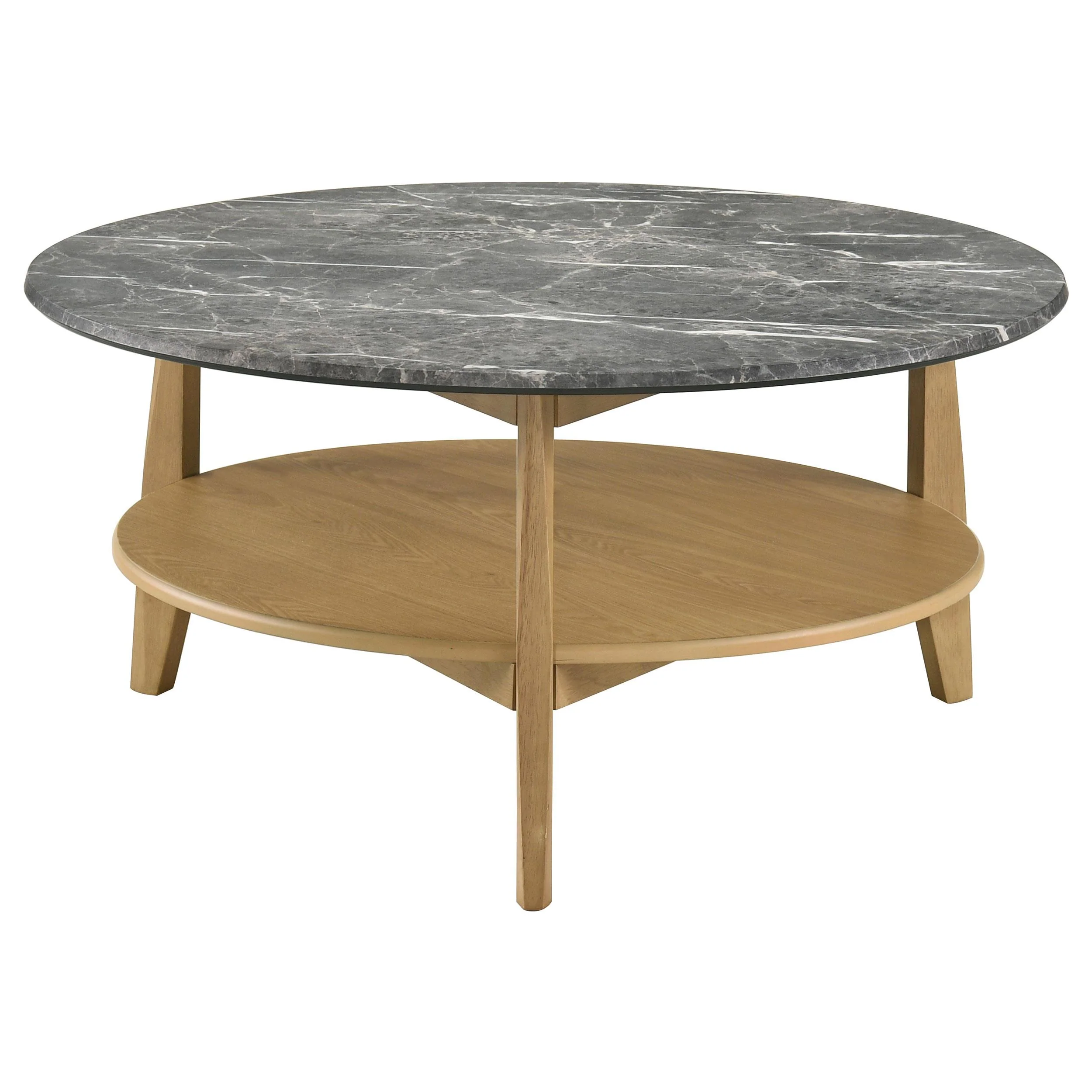 Bradley Round SmartTop Cocktail Coffee Table Grey and Natural - Image 2