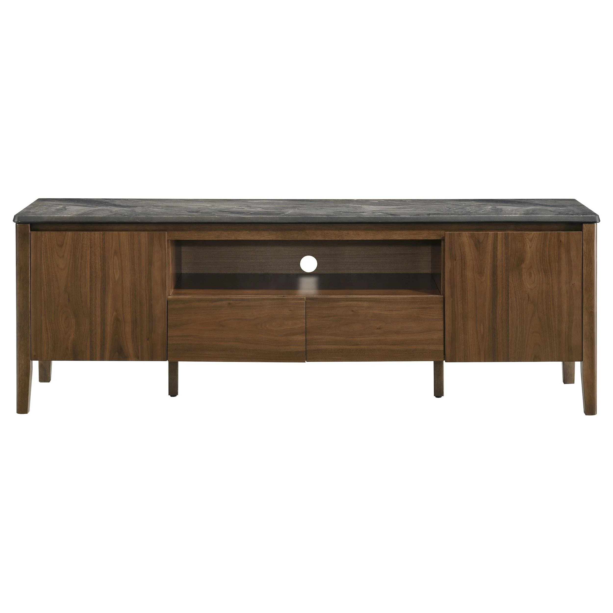 Bradley 63-inch 2-Door SmartTop TV Stand Smokey Grey and Brown - Image 2