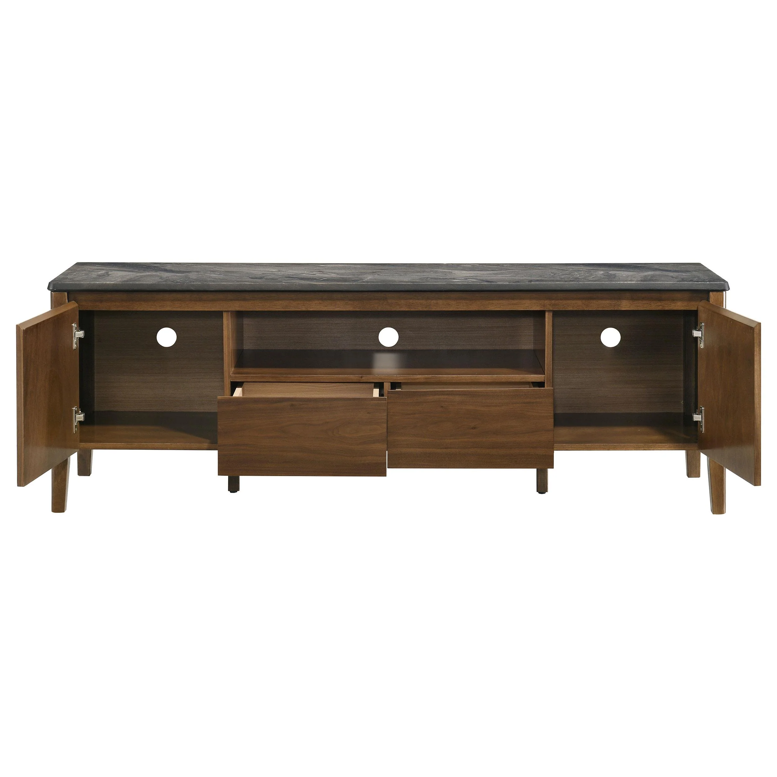 Bradley 63-inch 2-Door SmartTop TV Stand Smokey Grey and Brown - Image 3