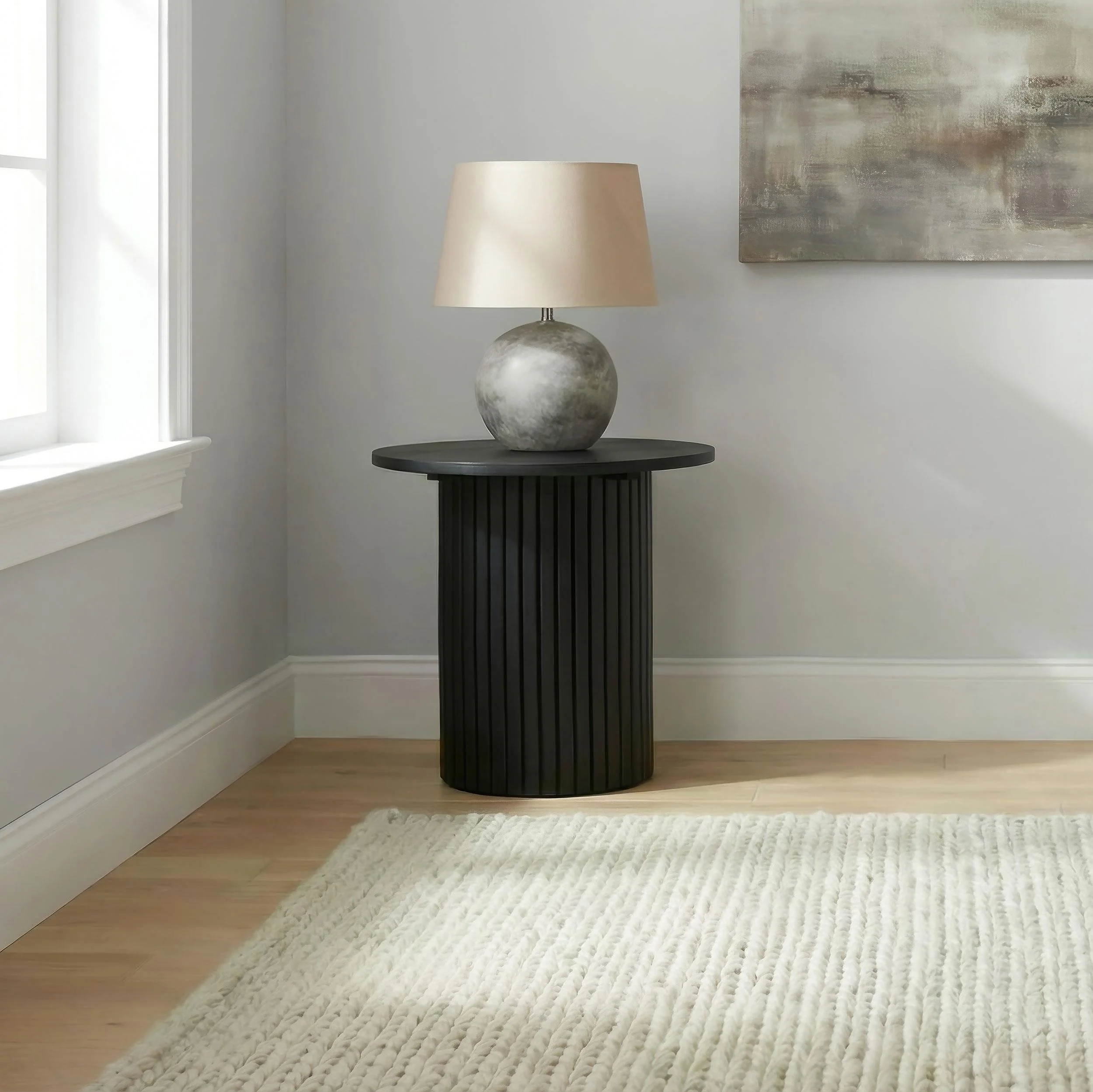 Hamlyn Round Fluted Occasional Side End Table Black - Image 2