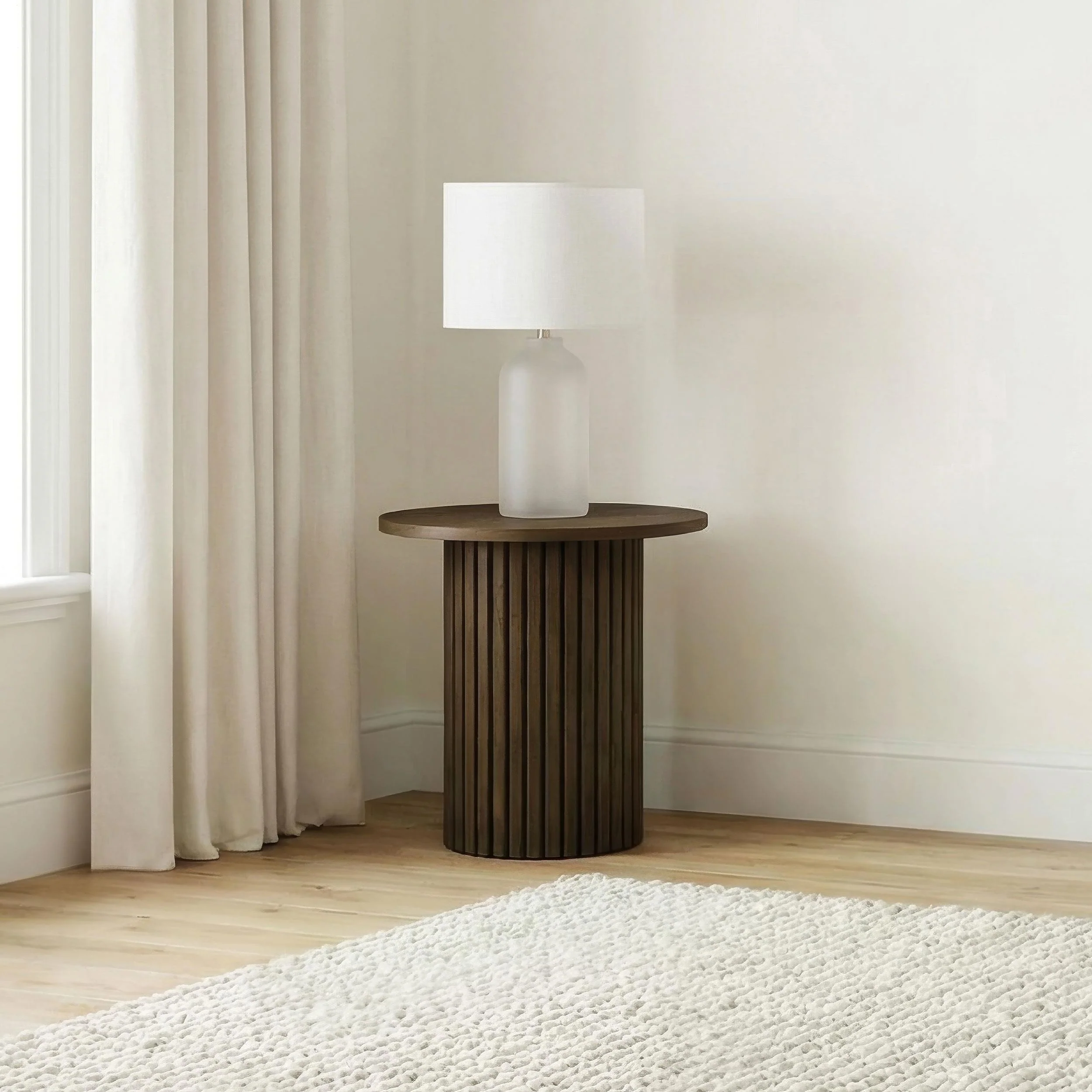 Hamlyn Round Fluted Occasional Side End Table Walnut - Image 2