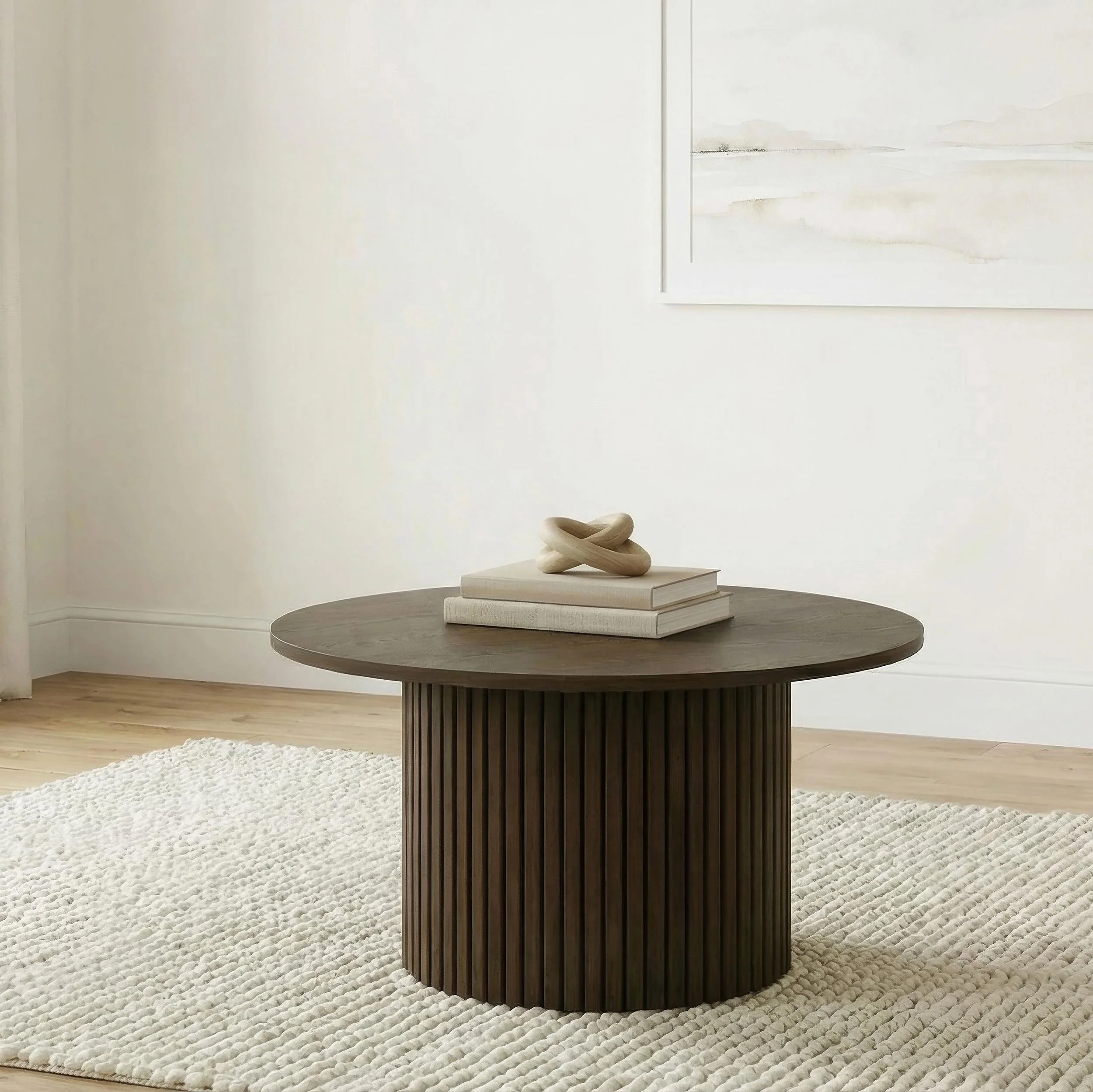 Hamlyn Round Fluted Occasional Cocktail Coffee Table Walnut - Image 2