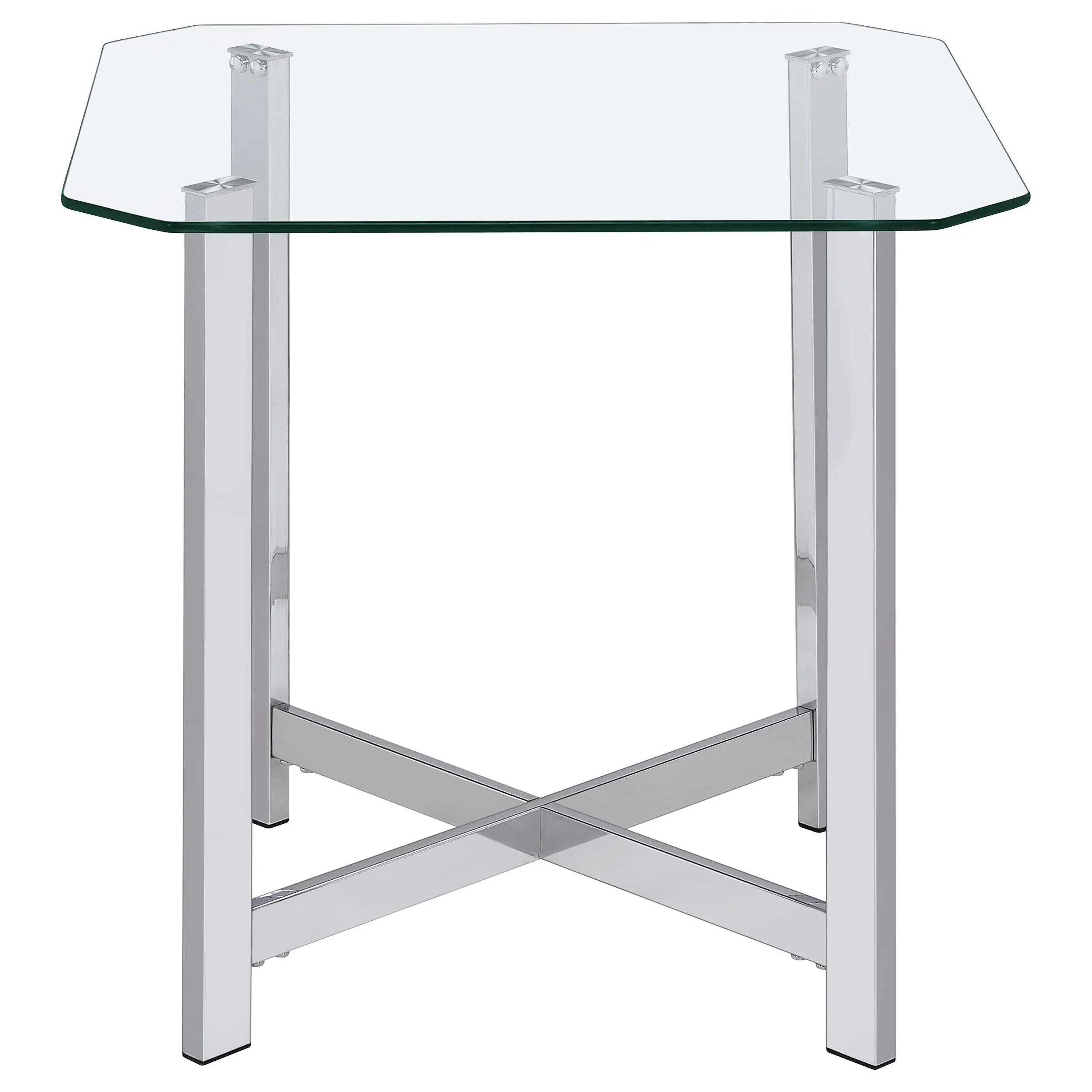 Cronin Square Tempered Glass Top Side End Table Chrome - Image 3