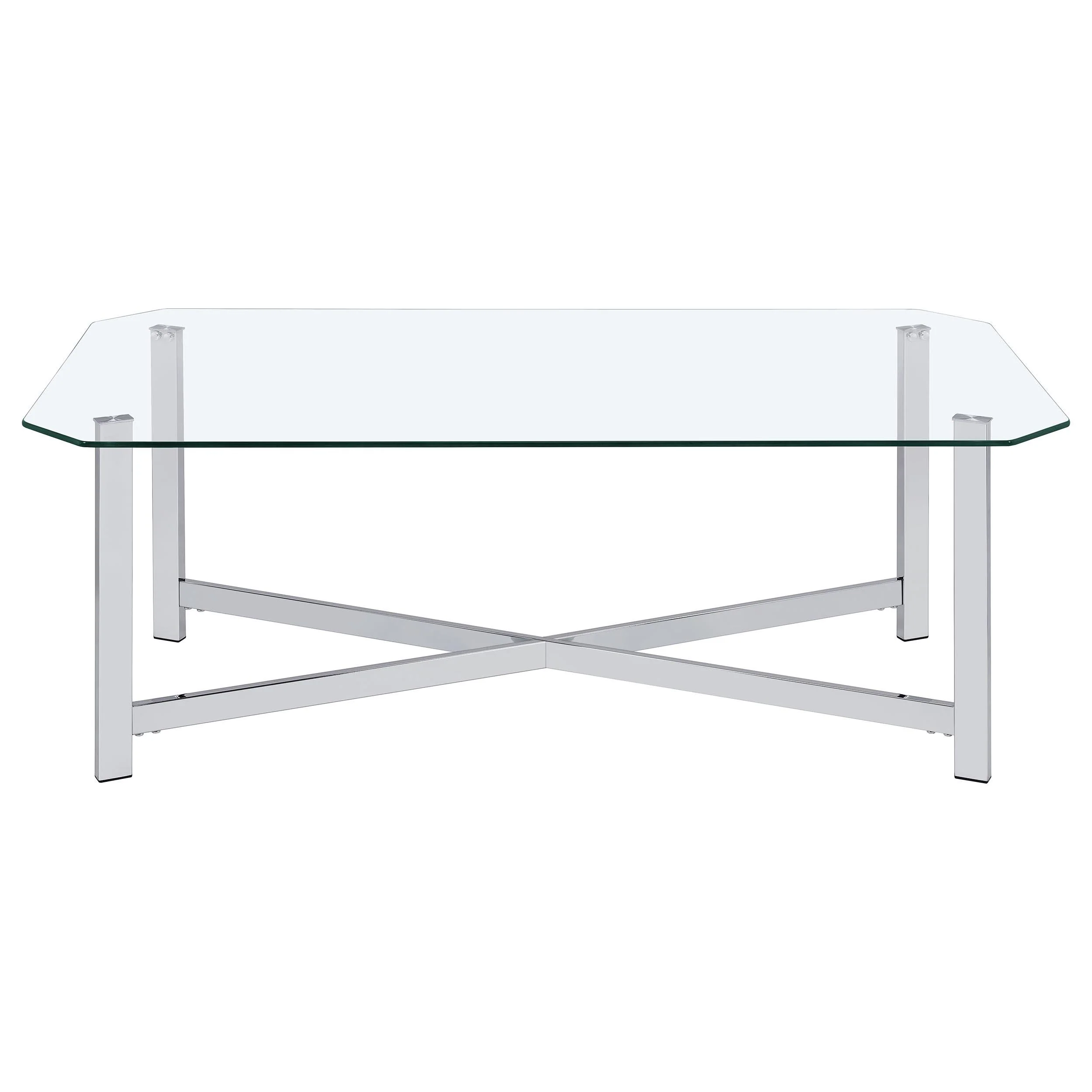 Cronin Rectangular Tempered Glass Top Cocktail Coffee Table Chrome - Image 3