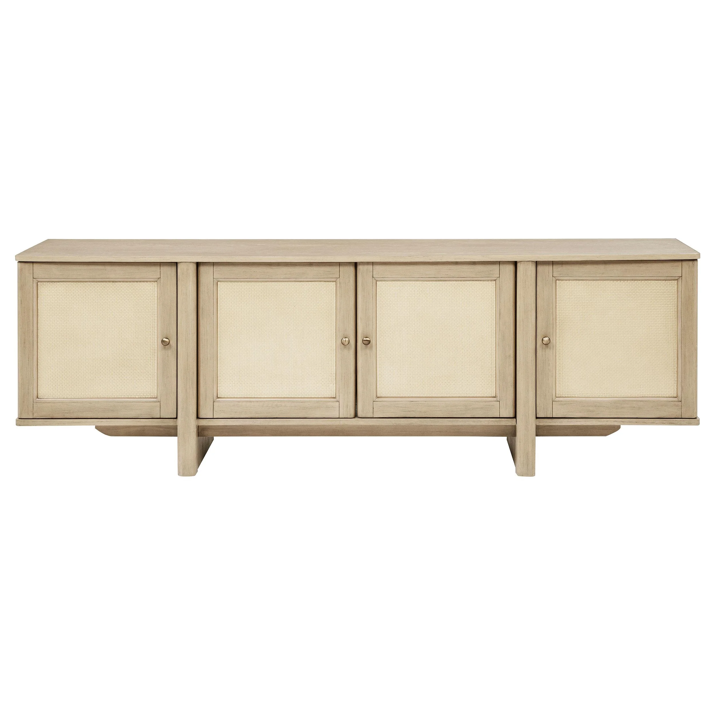 Kailani 79-inch 4-door Cane TV Stand Media Console Beige Oak - Image 3