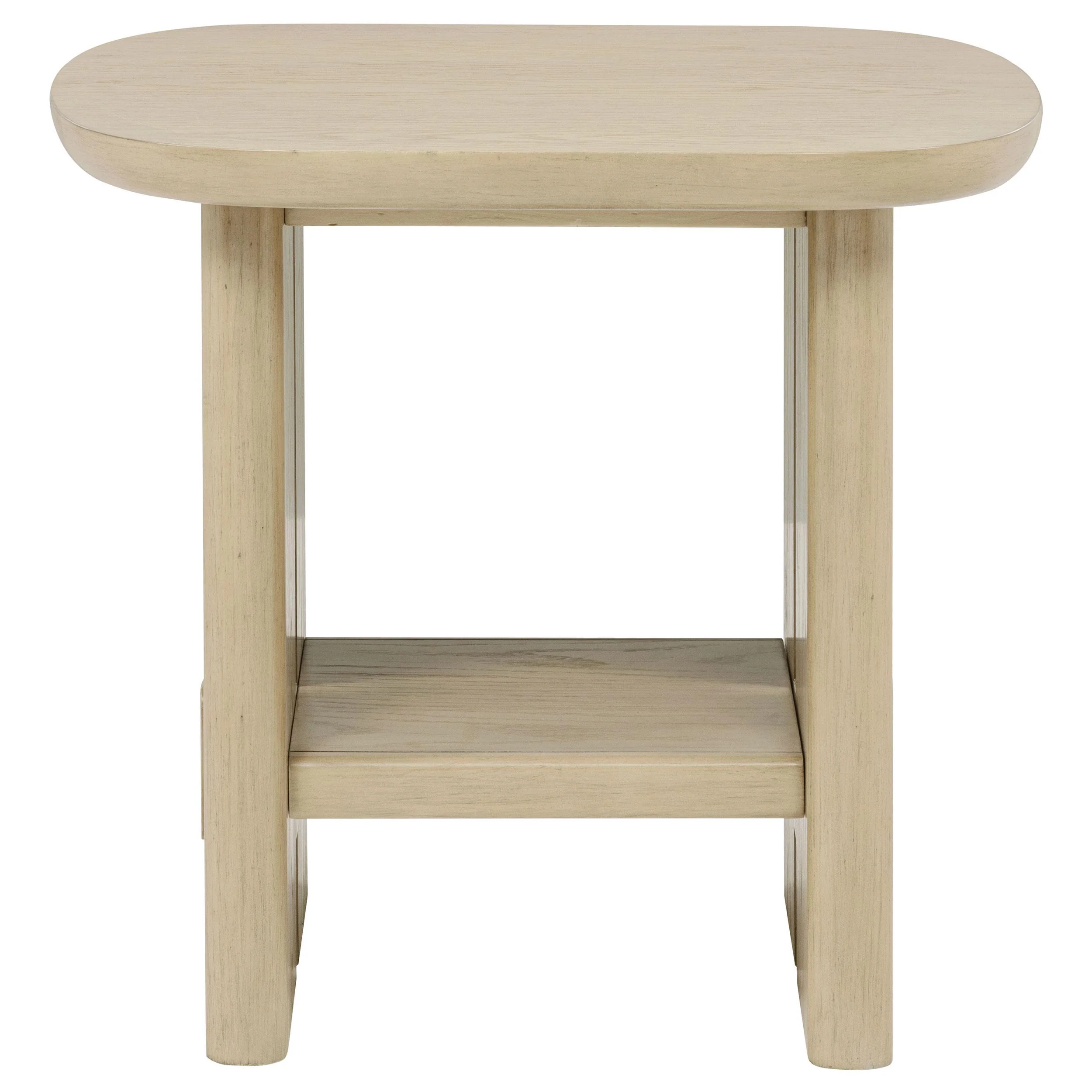 Kailani Coastal Square End Side Table with Shelf Beige Oak - Image 3