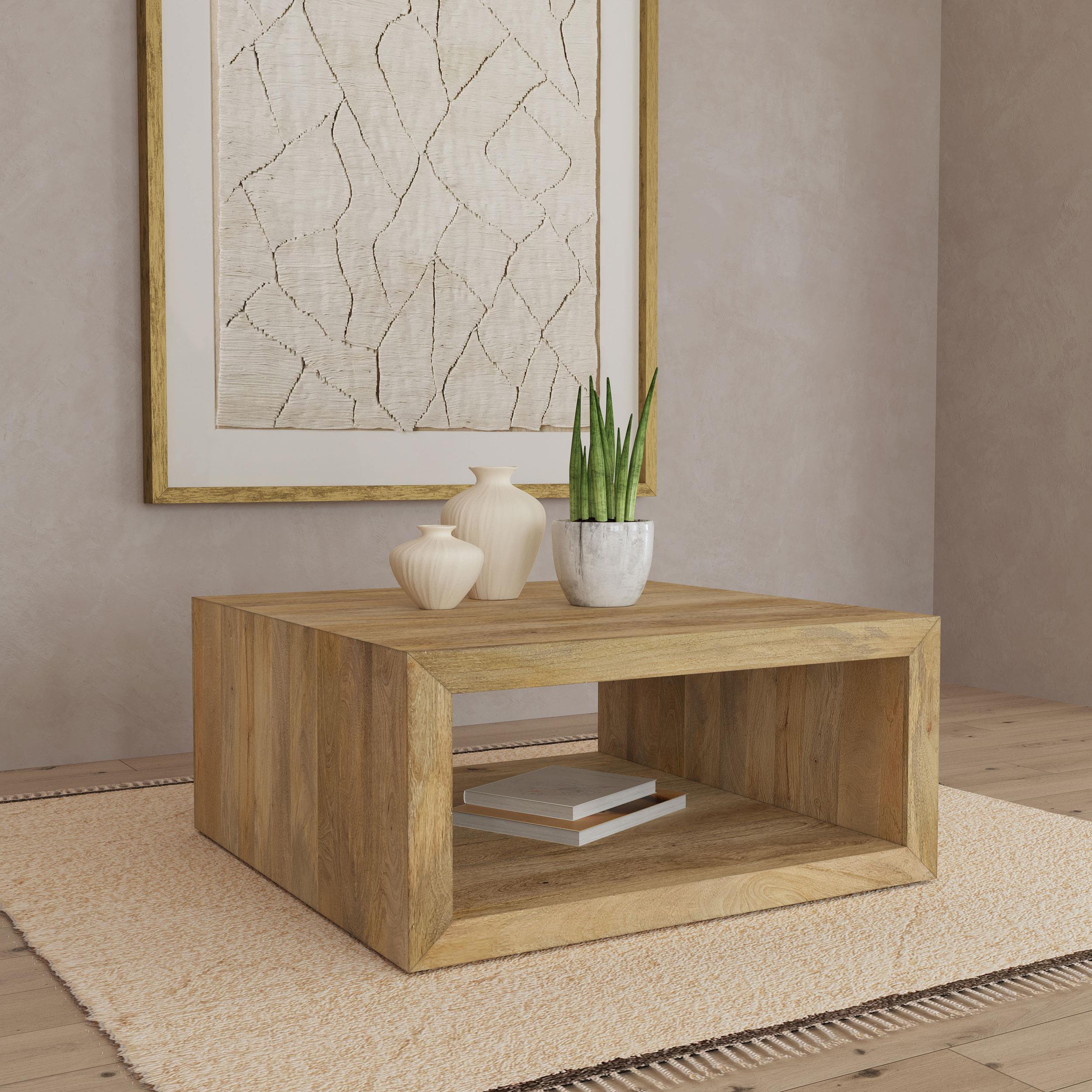 Benton Square Solid Mango Wood Coffee Table Natural - Image 2